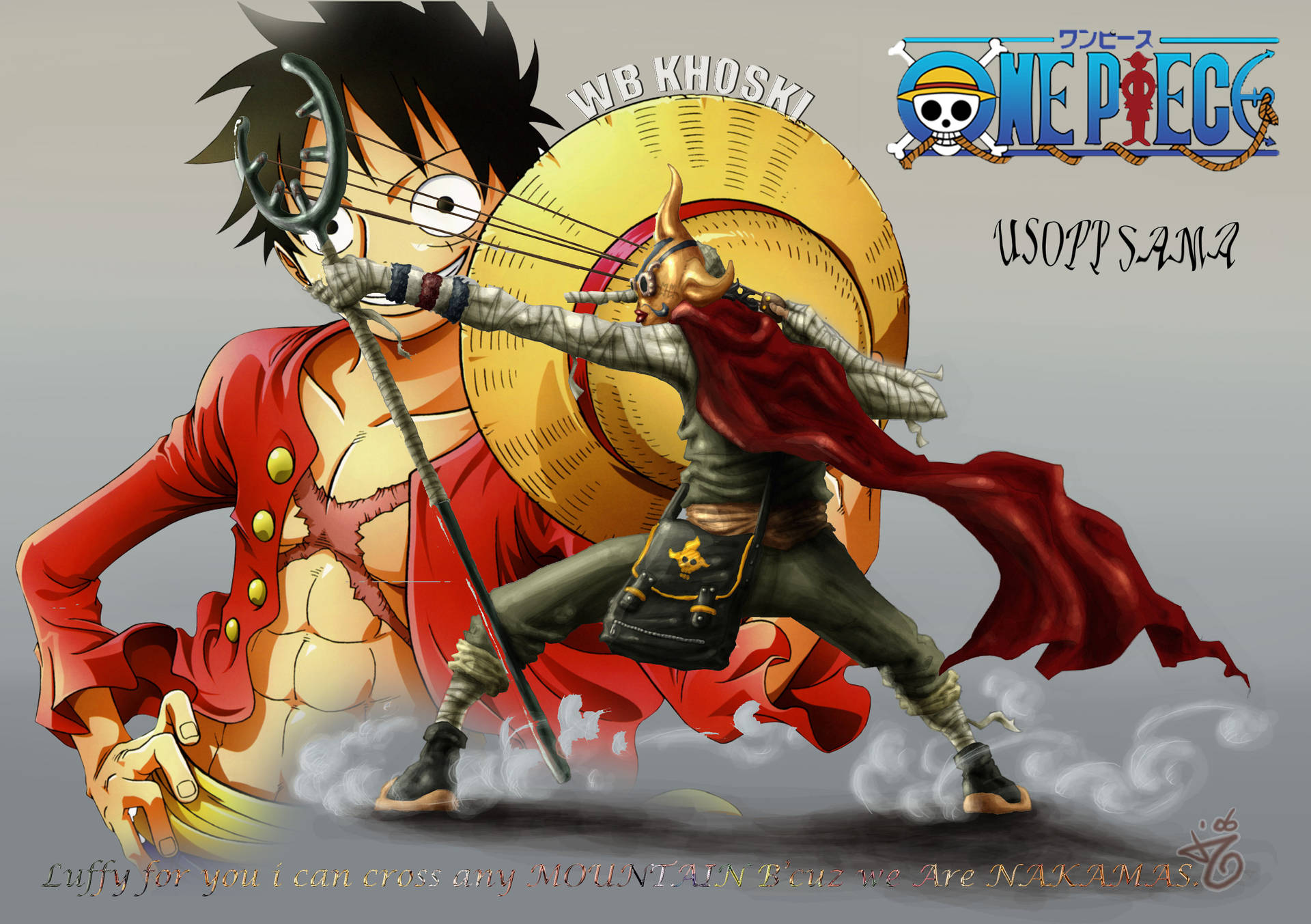 One Piece Usopp And Luffy Poster Background