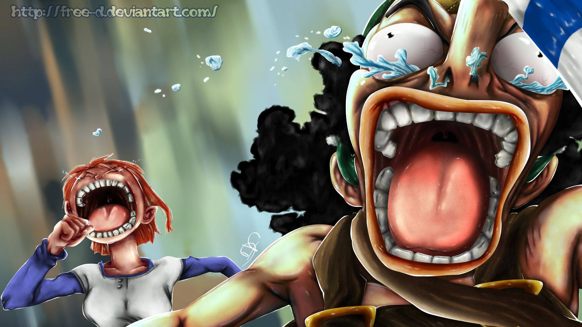 One Piece Usopp And Nami Artwork Background