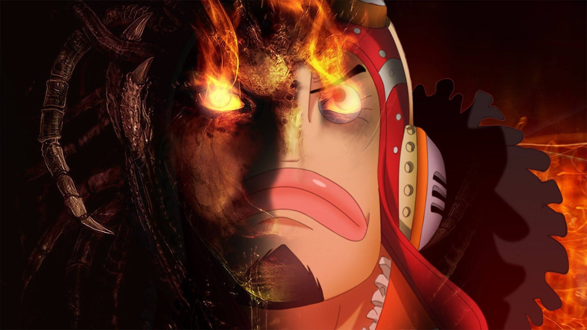 One Piece Usopp Fiery Eyes Background