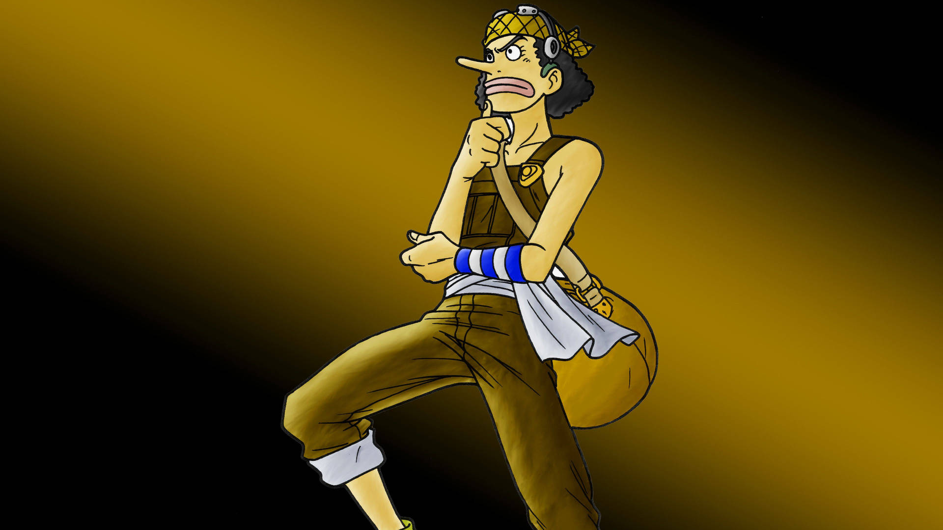 One Piece Usopp Gold And Black Background