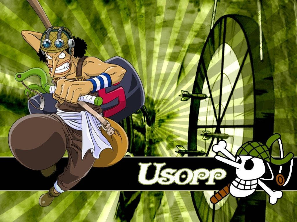 One Piece Usopp Green Aesthetic Background