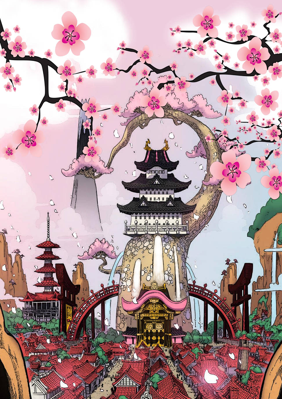 One Piece Wano Sakura Background