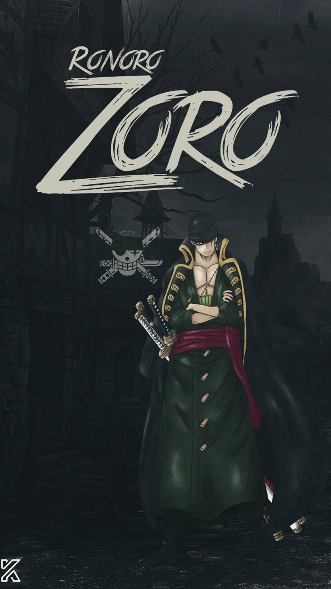 One Piece Zoro 4k Dark Logo Background