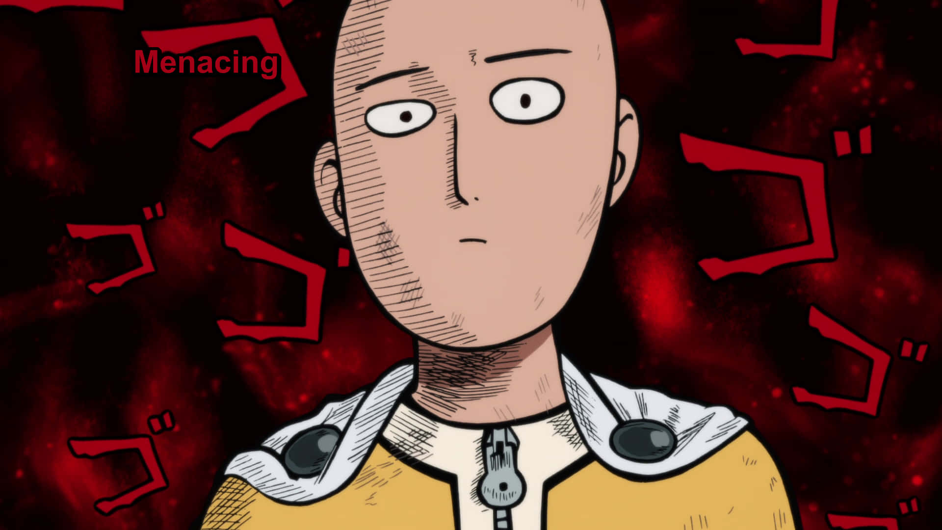 One Punch Man With Menacing Symbol Background