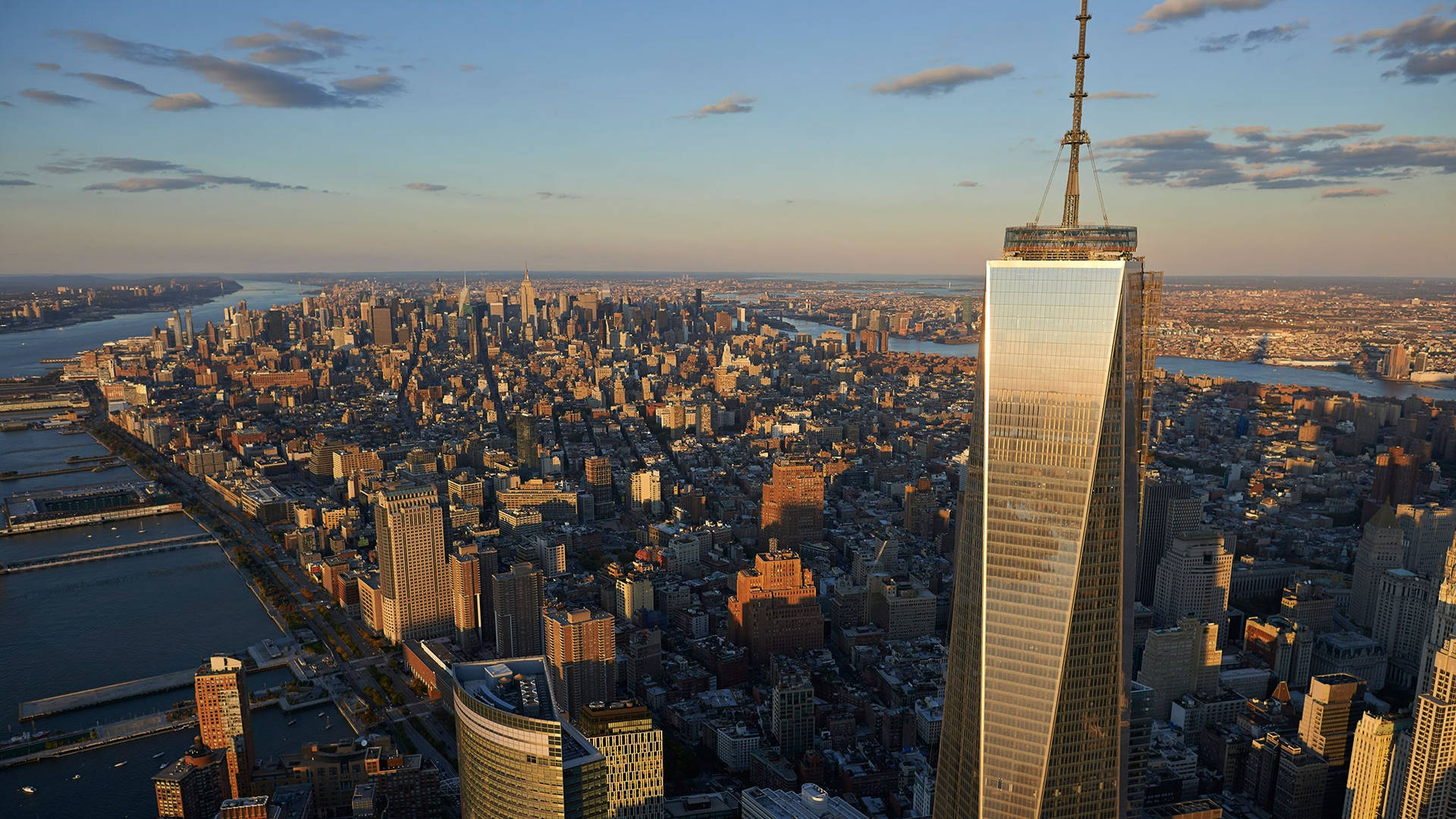 One World Trade Center Above Shadow Background