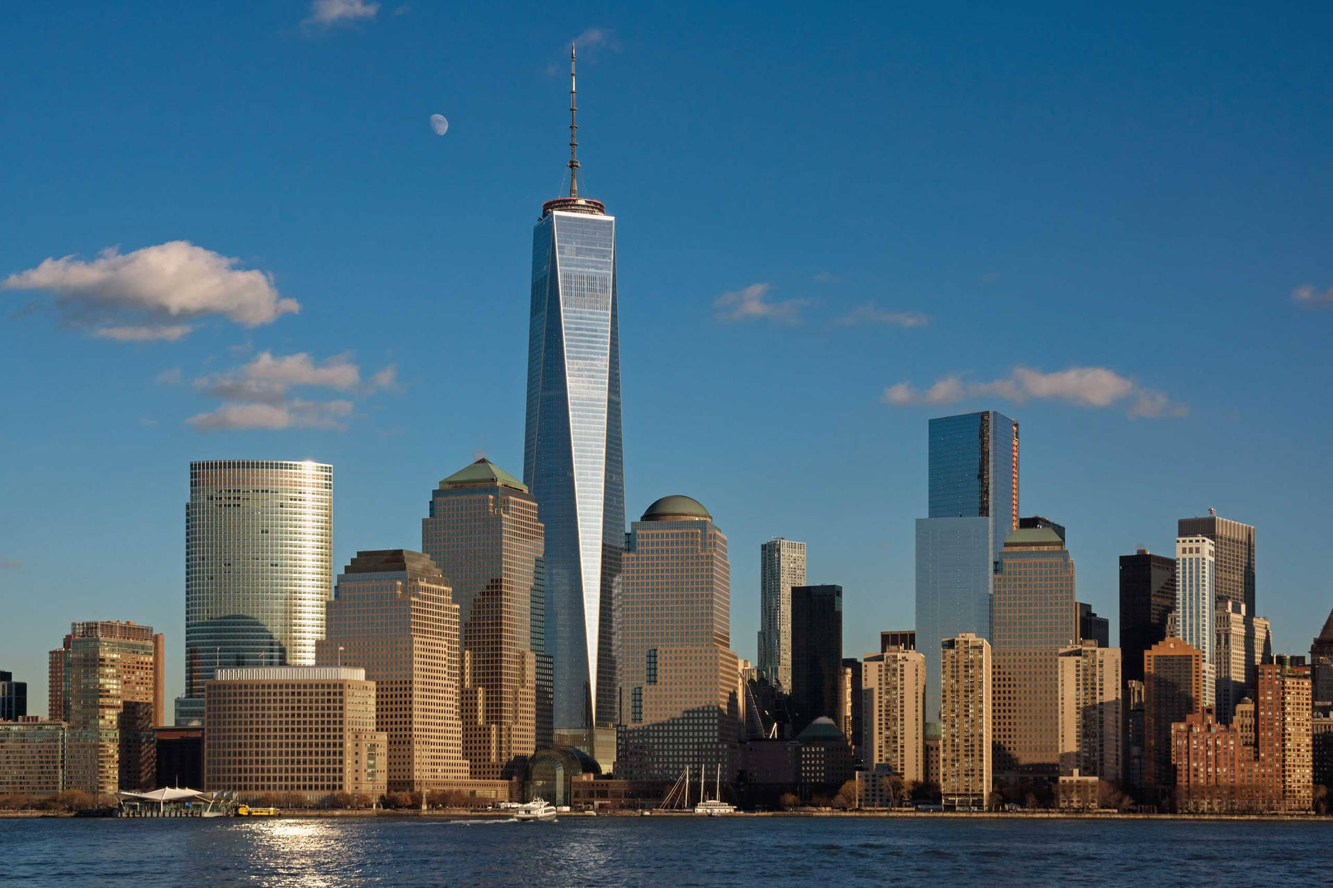 One World Trade Center From The Sea Background