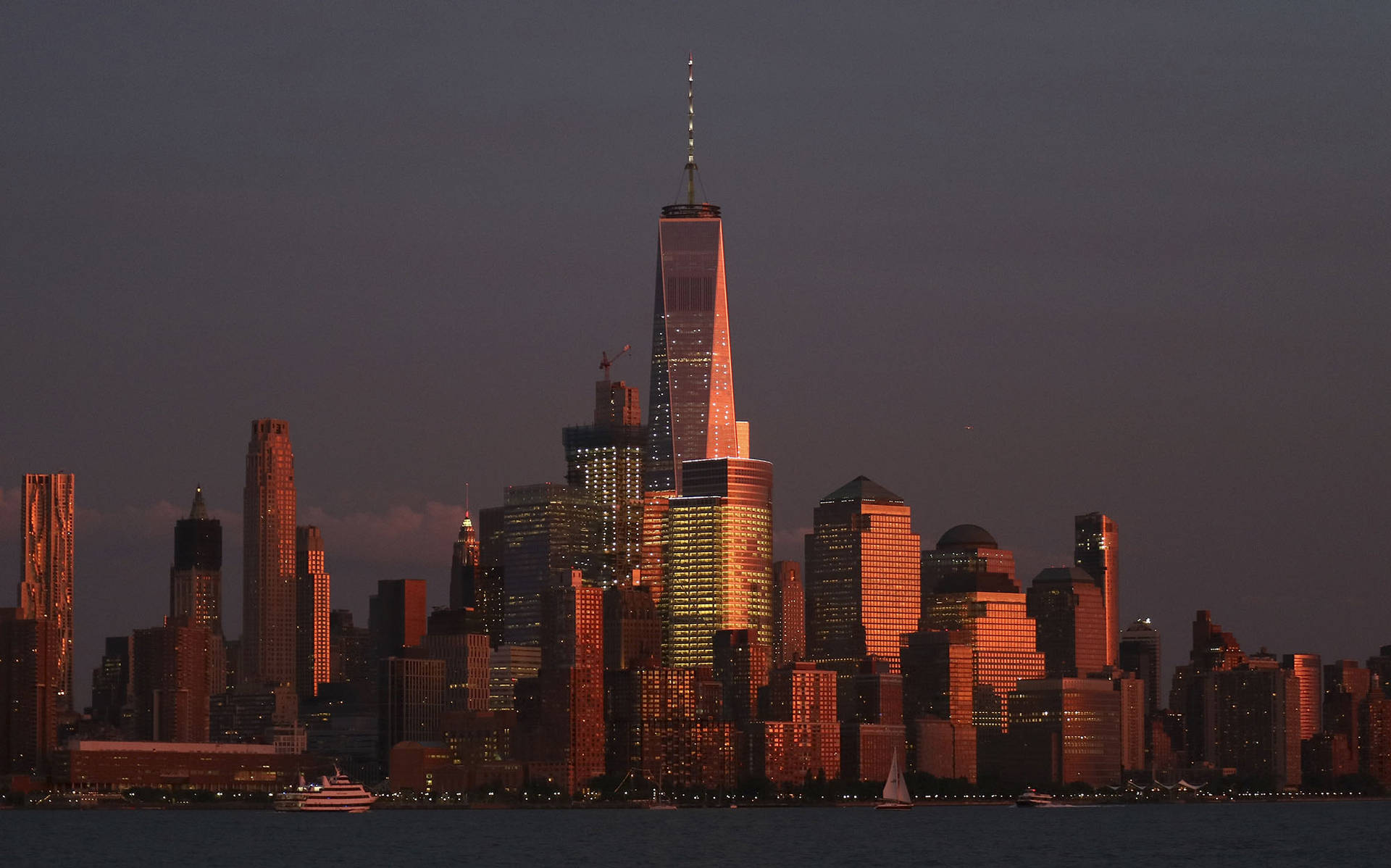 One World Trade Center In The Twilight Background