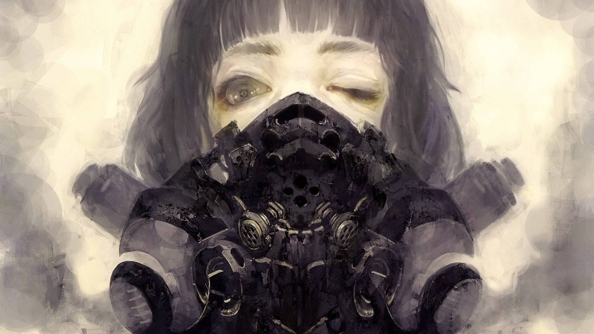 Oni Mask Painted Girl Background