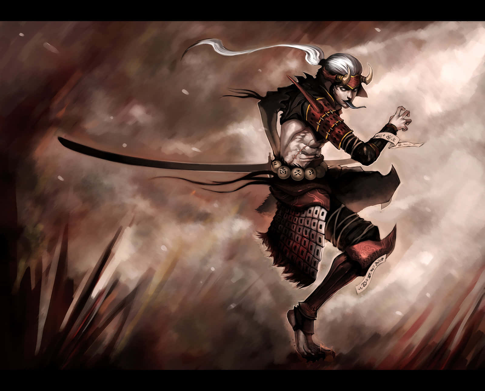 Oni Samurai Anime Fantasy Warrior Demon Background