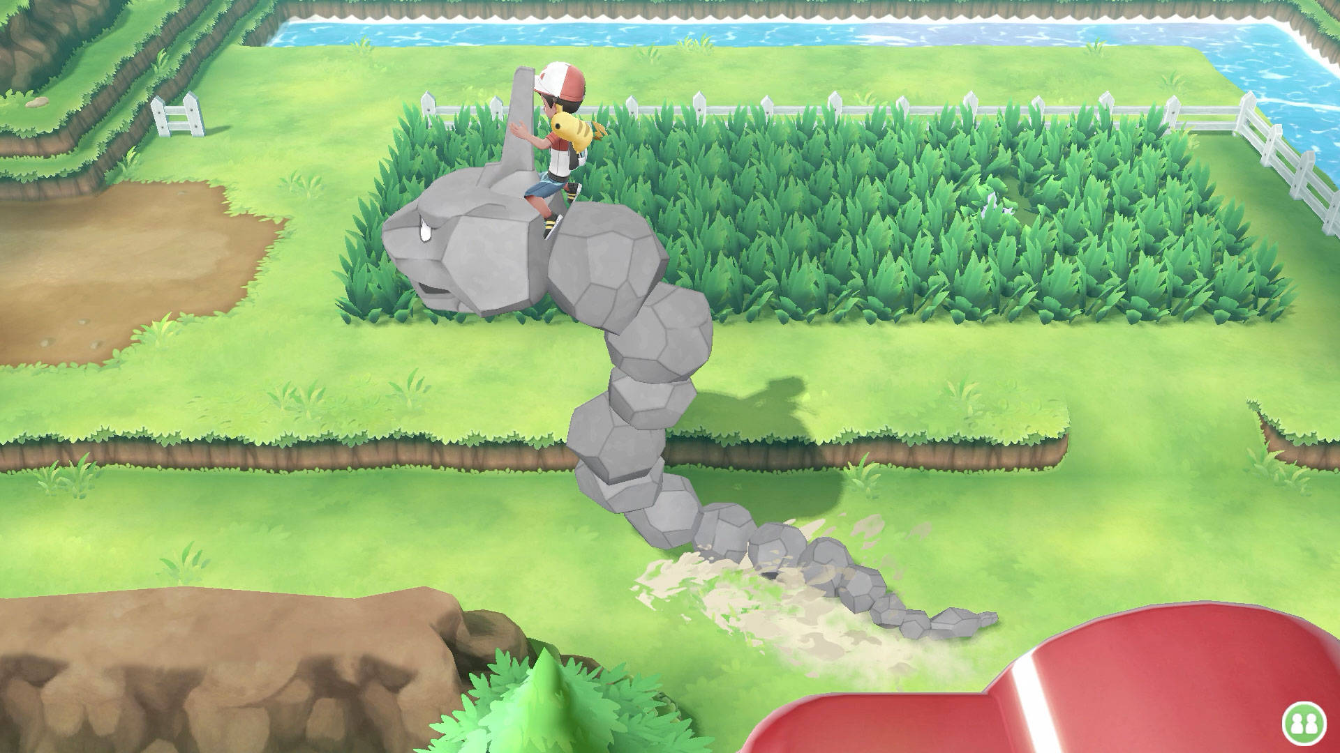 Onix, The Rock Snake Pokemon In Action On A Console Game. Background