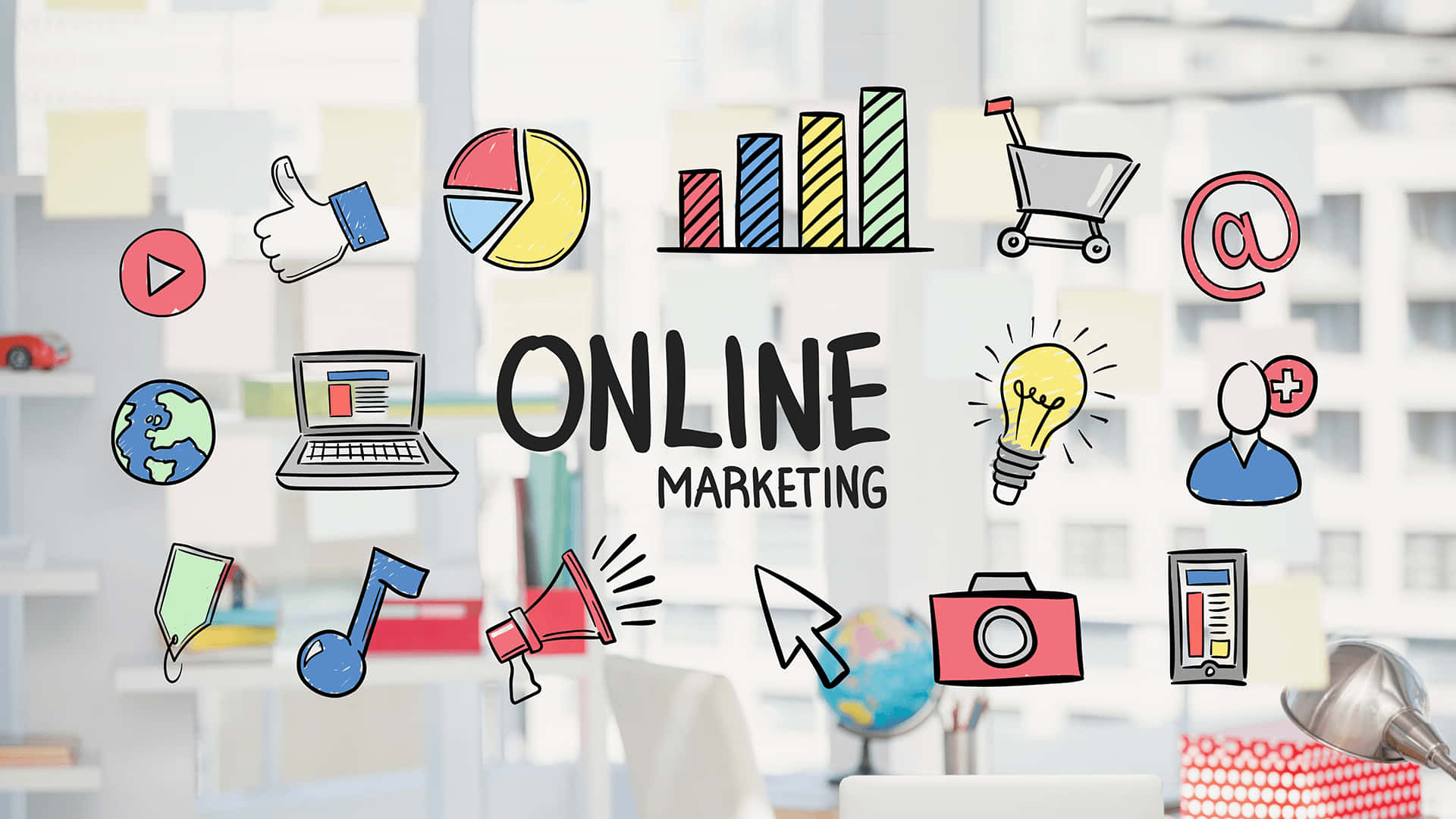 Online Marketing Doodle Background
