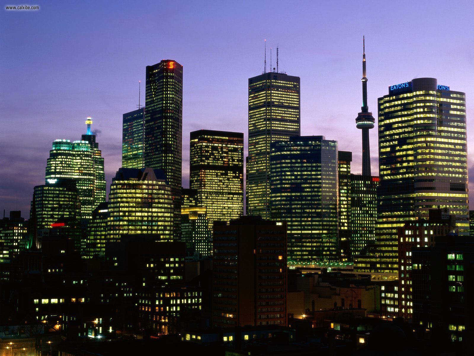 Ontario Tall Buildings At Night Background