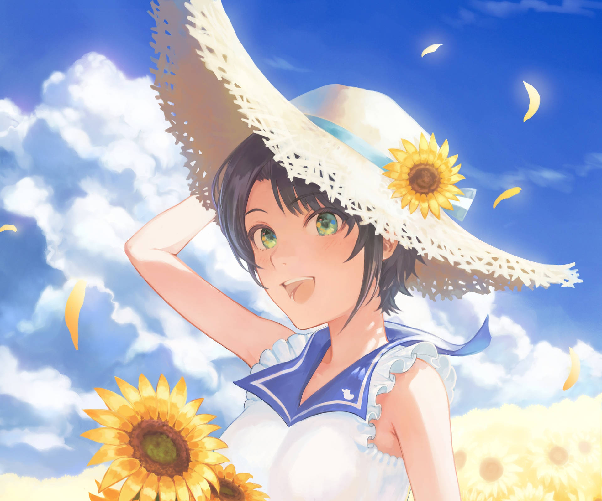 Oozora Subaru With Sunflowers Hololive Background