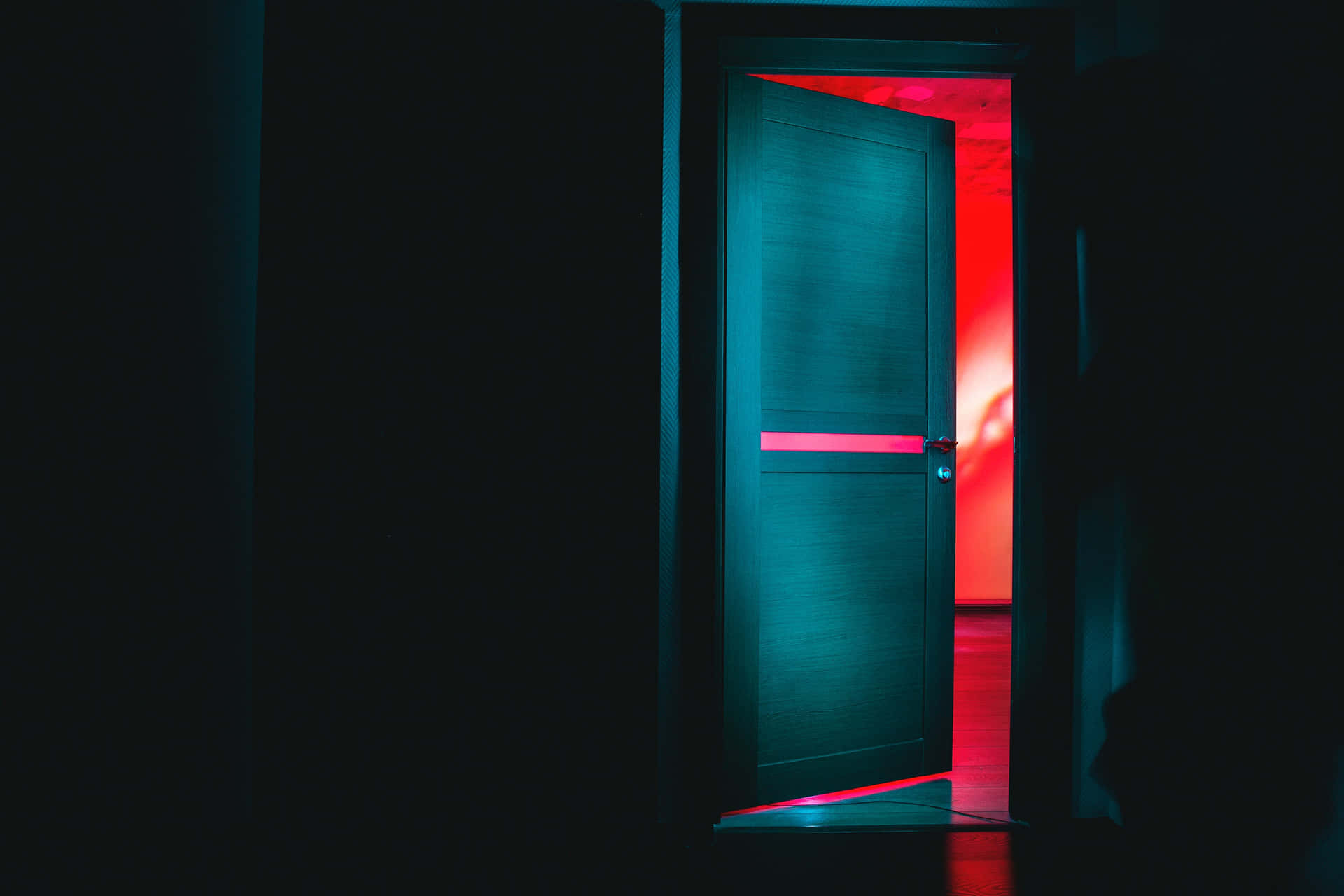 Open Door Glowing Red Light