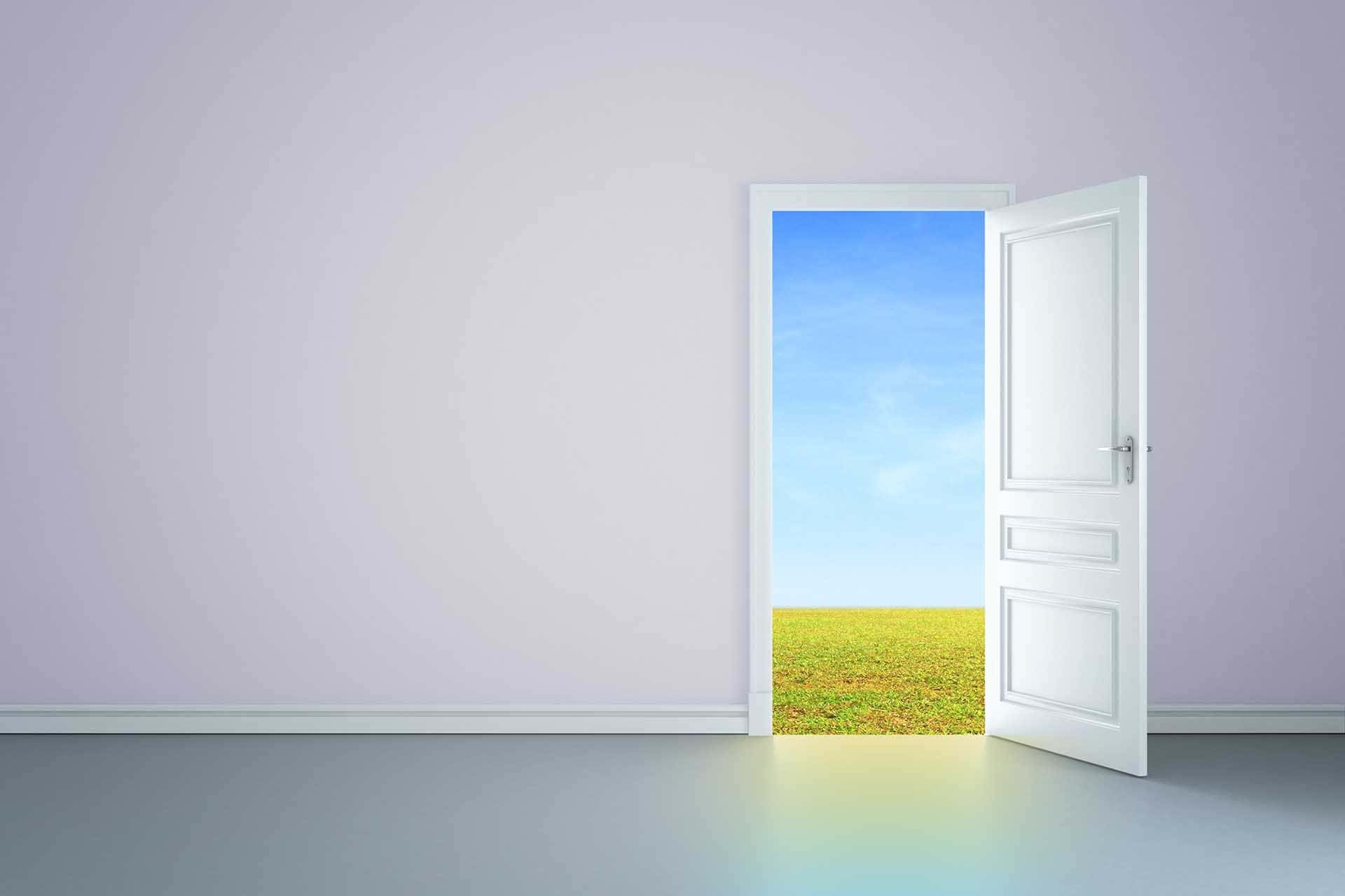 Open Door Green Fields Background