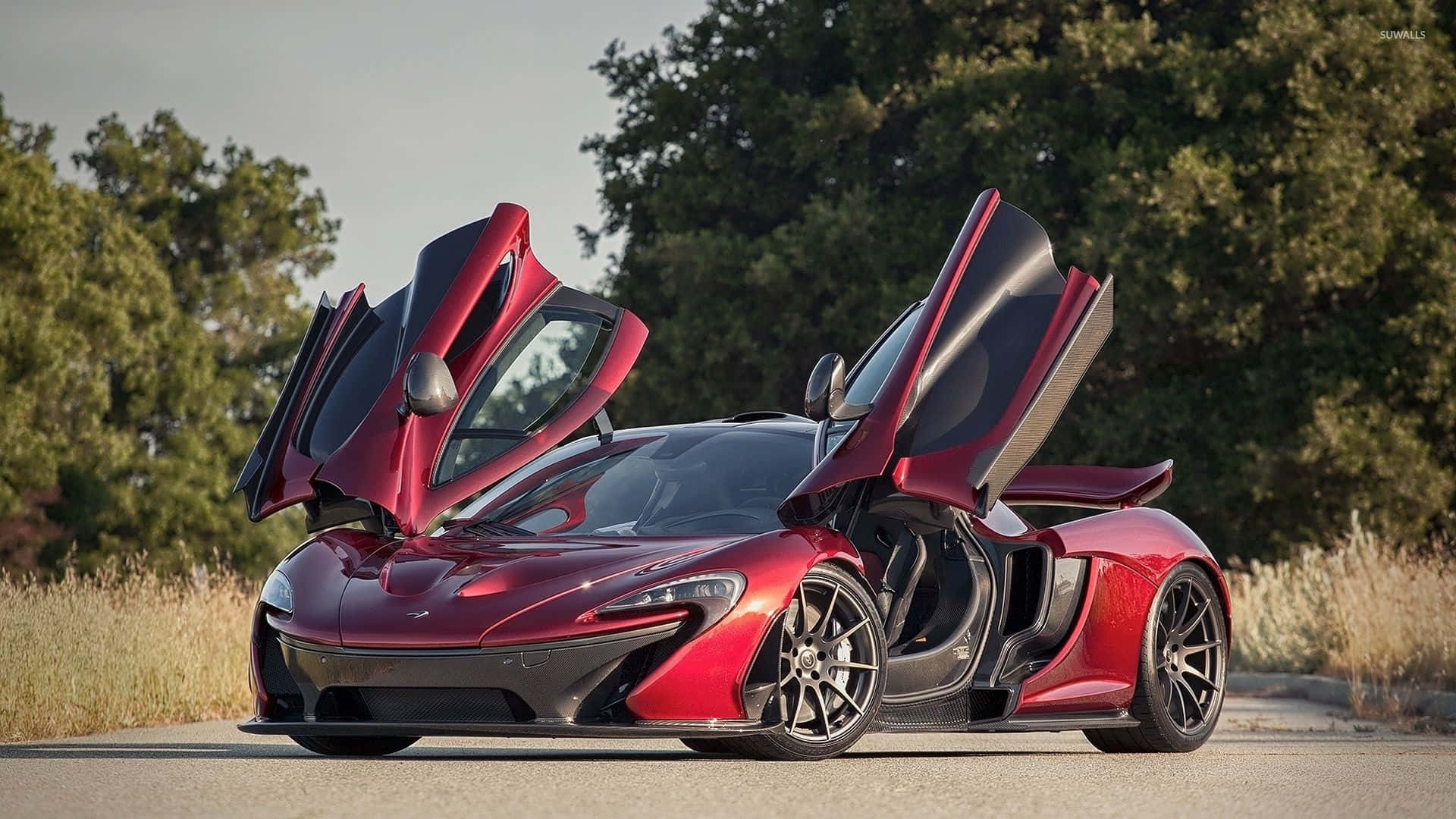 Open Door Mclaren Red Car Background