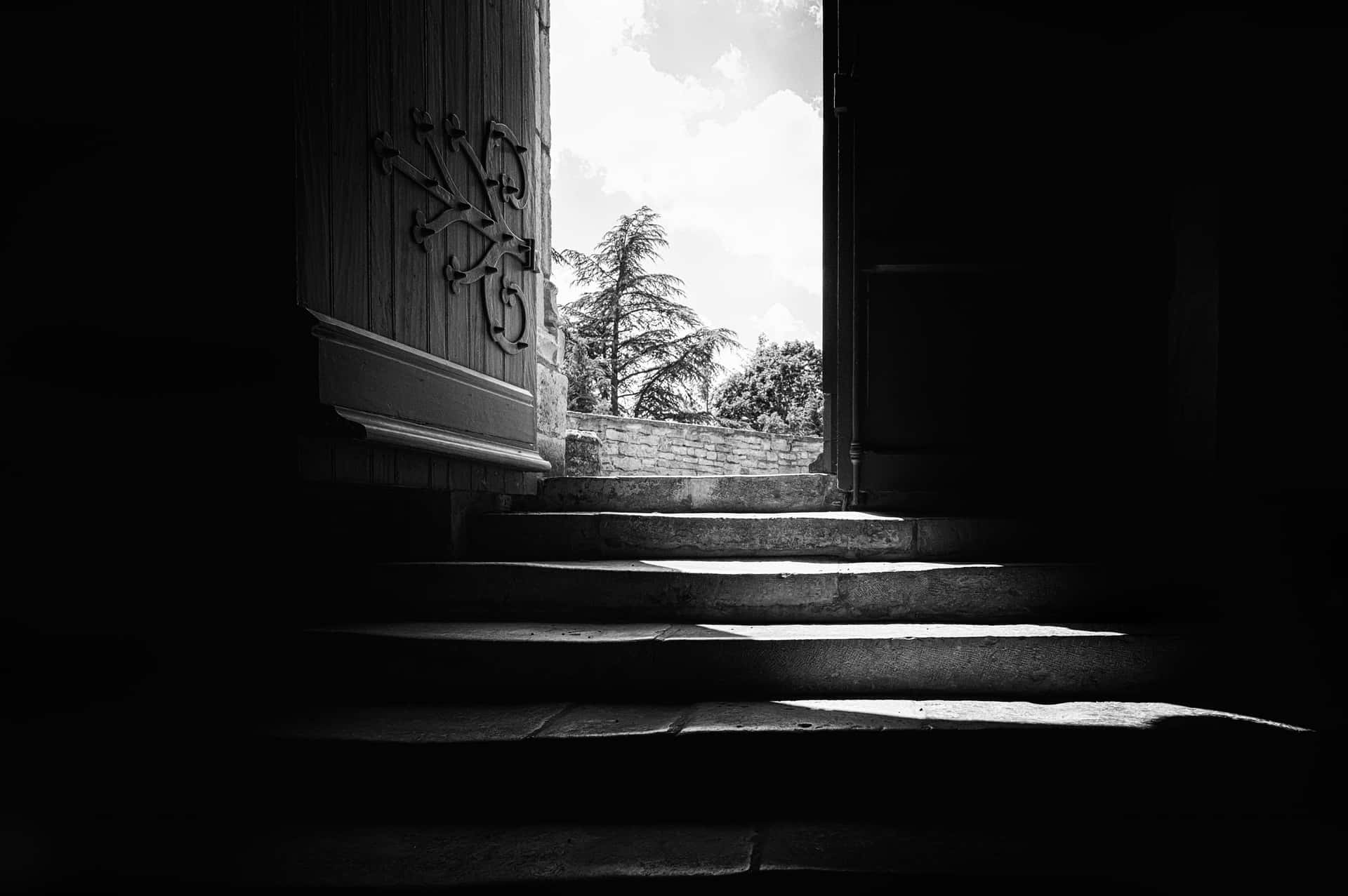 Open Door Steps Background