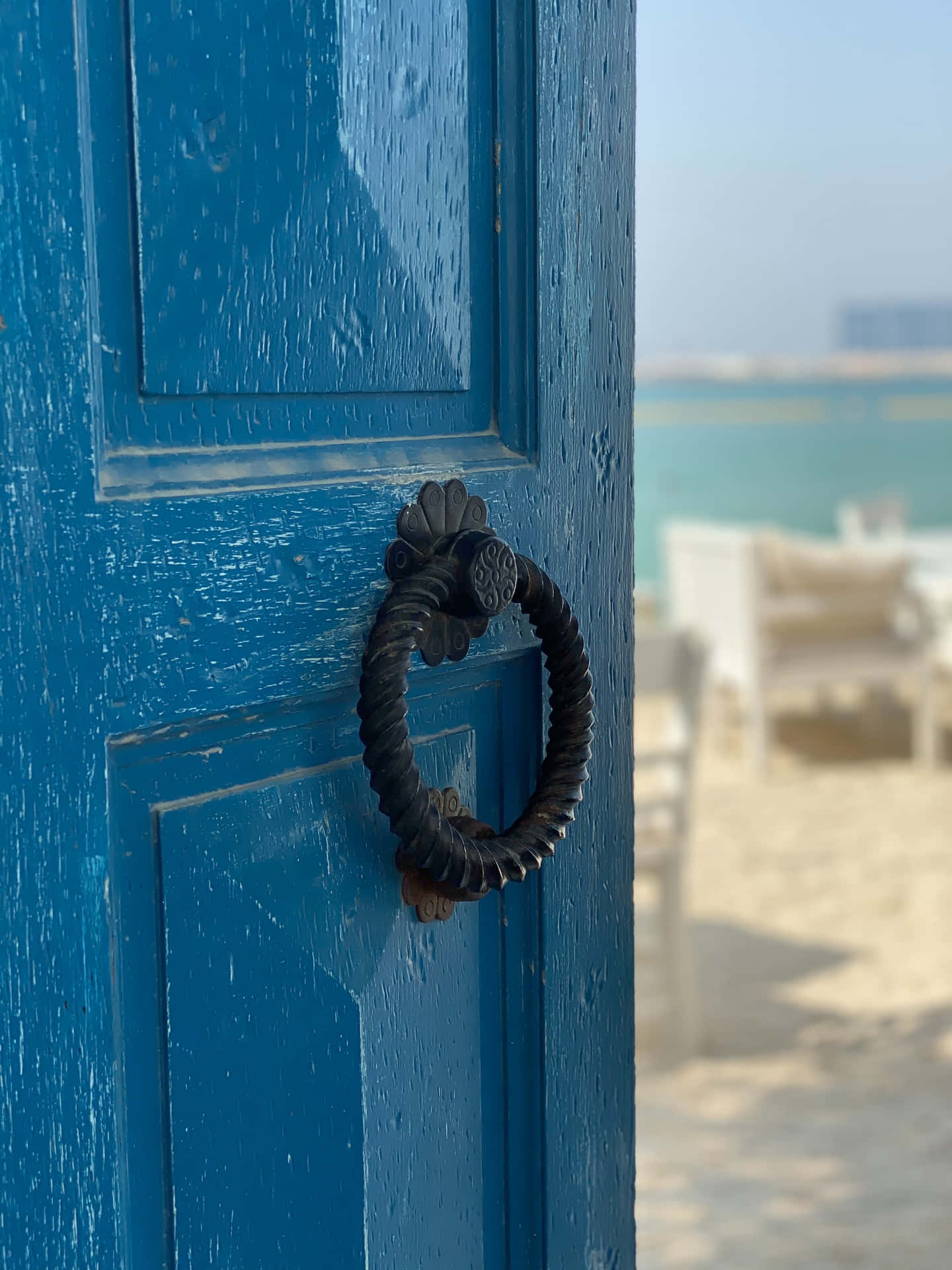 Open Door With Knocker Background