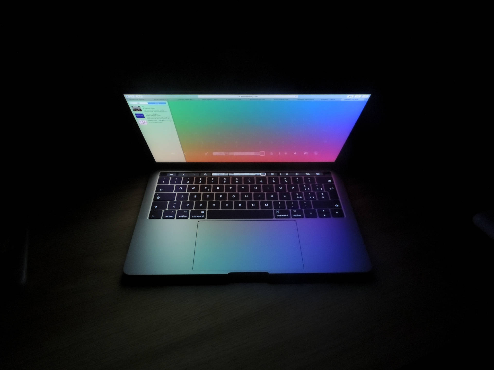 Open Laptop Captured On Dark Screen Background