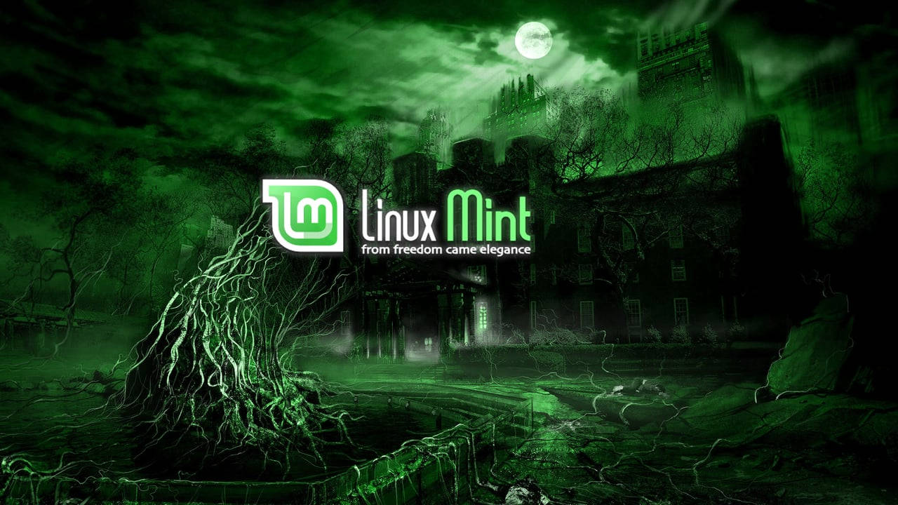 Operating System Linux Mint Haunted Mansion Background