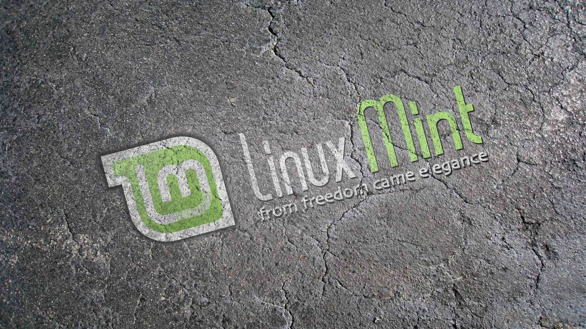 Operating System Linux Mint Logo On Cracked Ground Background