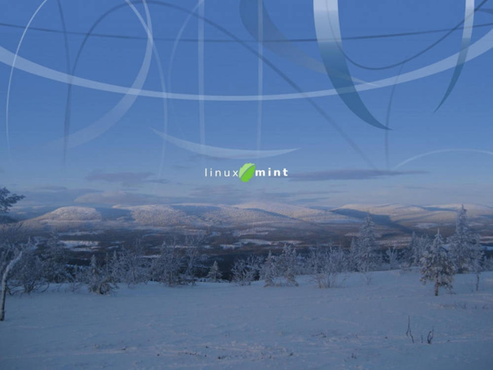 Operating System Linux Mint Logo On Winter Background