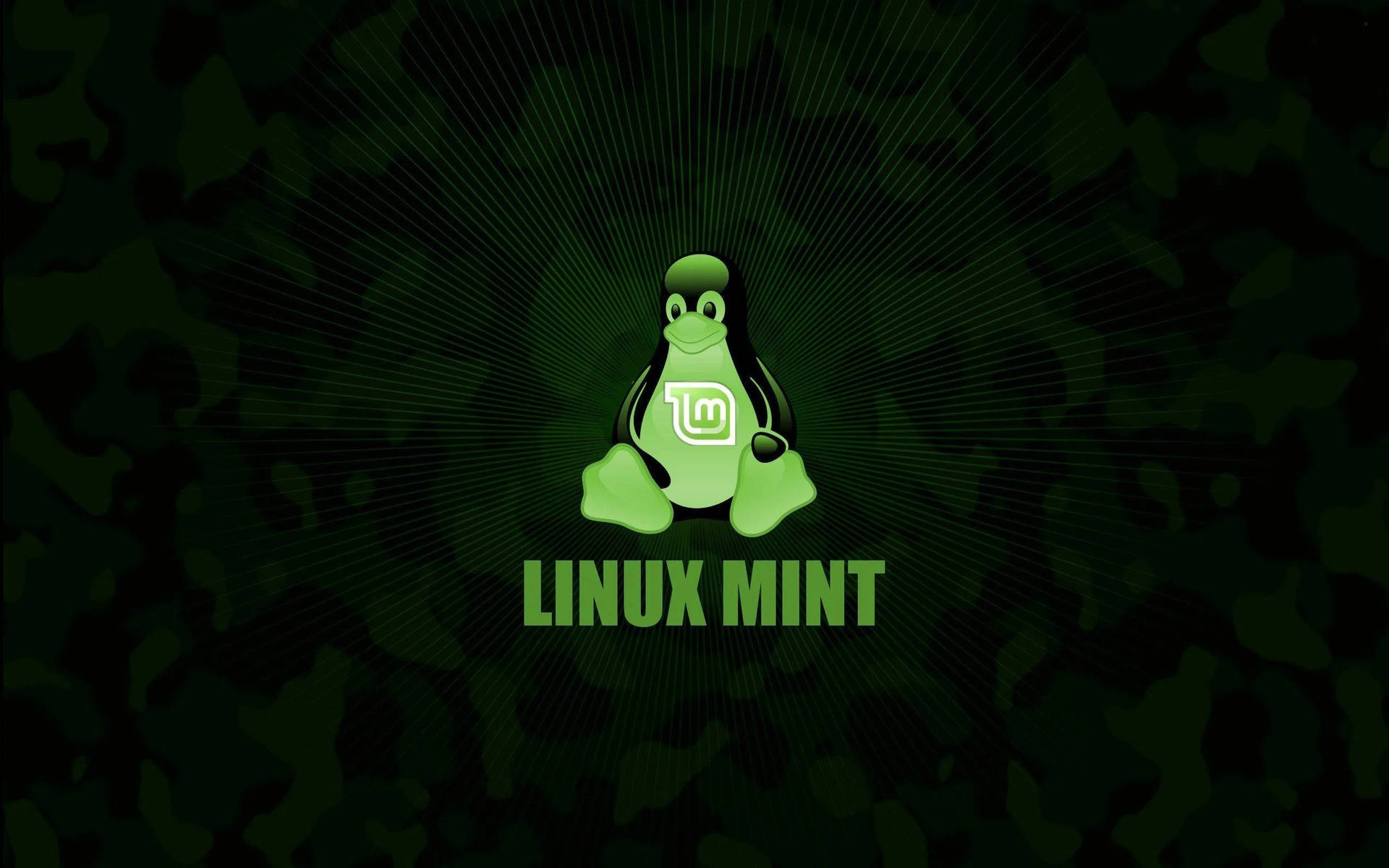 Operating System Linux Mint Logo With Penguin Tux Background