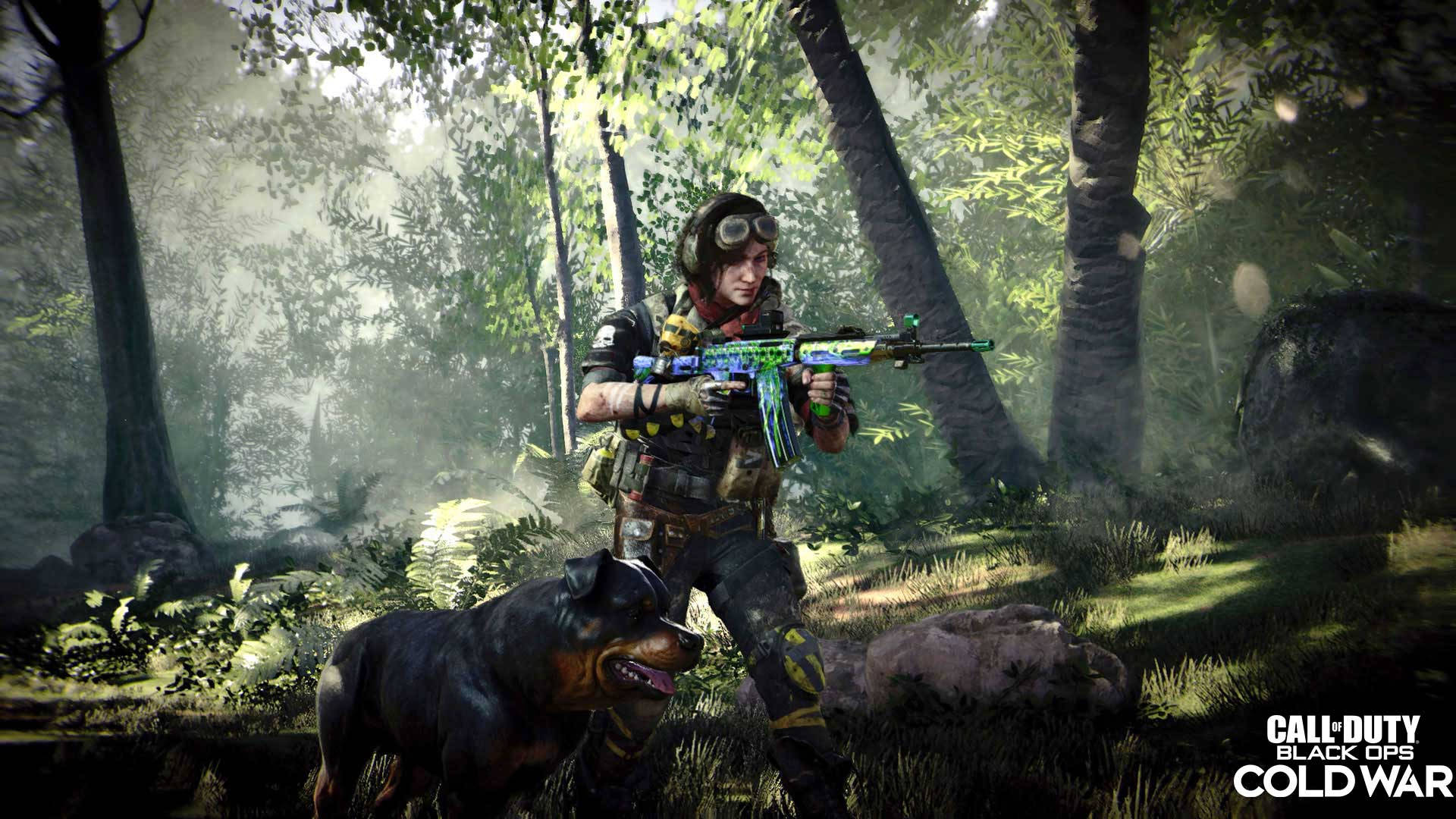 Operator Samantha Maxis With Rottweiler Dog Background