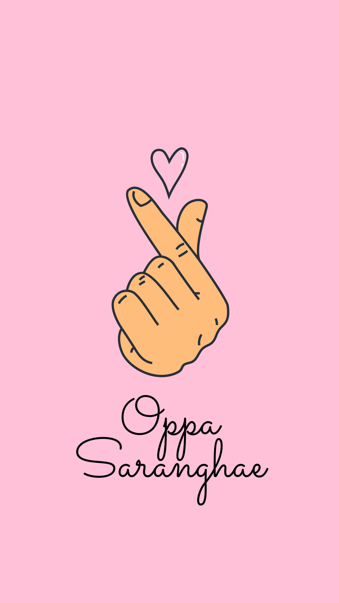 Oppa Saranghae And Finger Heart Background