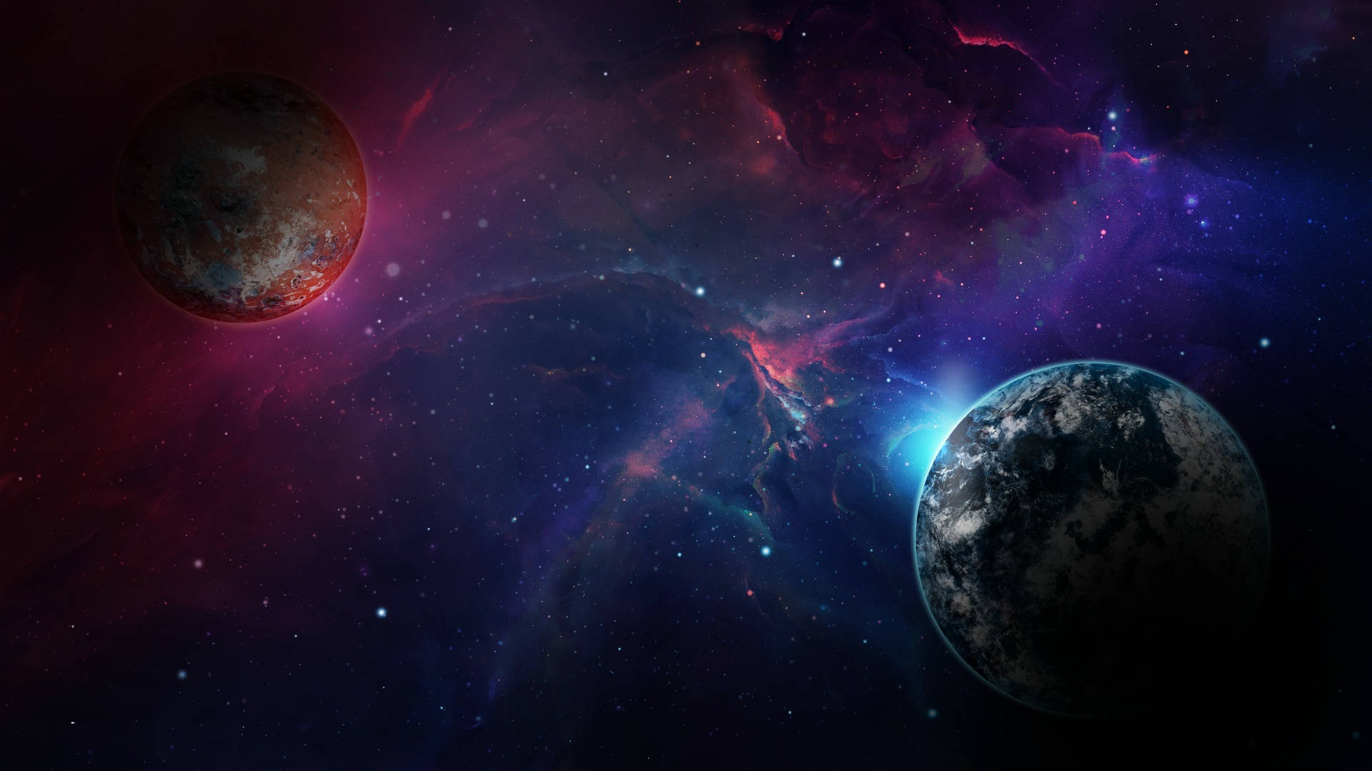 Opposite Planets Aesthetic Galaxy Background