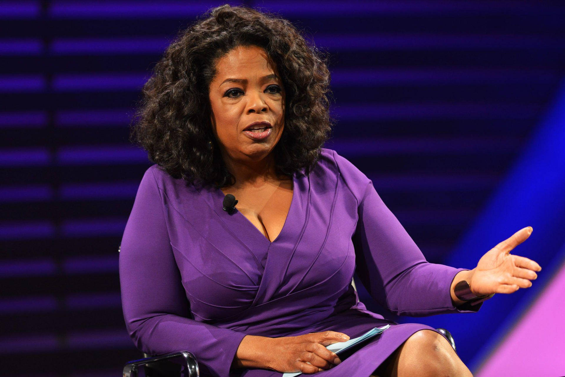 Oprah Winfrey Purple Dress Background