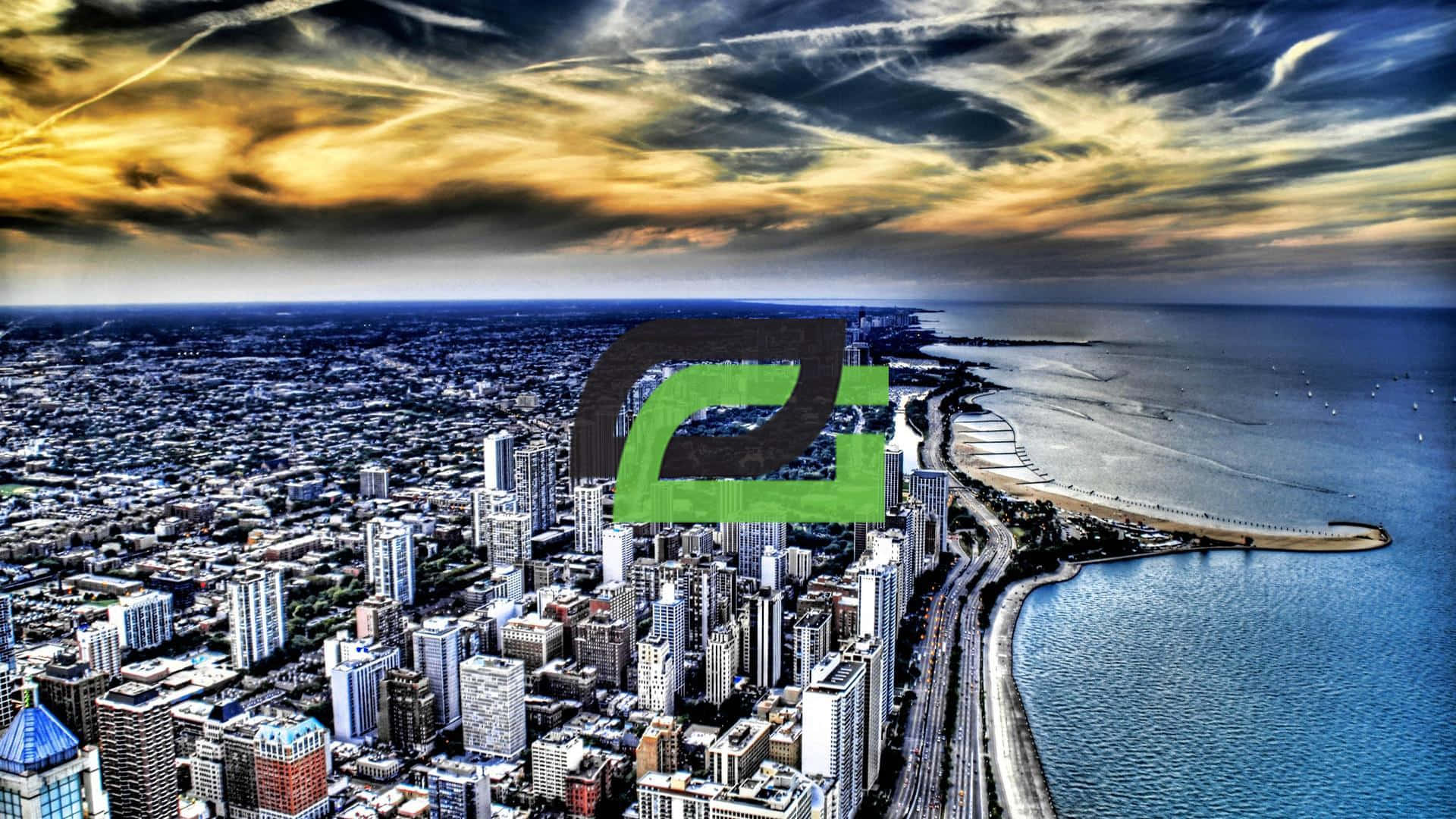 Optic Gaming Logo Over Cityscape Background