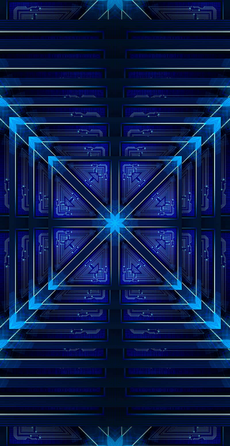 Optical Illusion Of Connected Blue Boxes Background