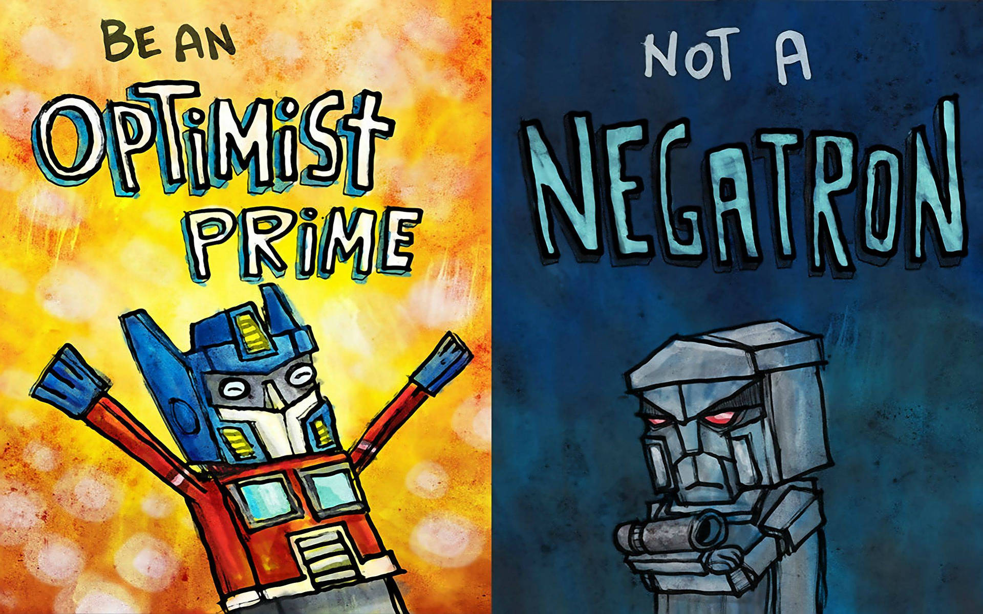 Optimistic Robot Vs Negatrons Background