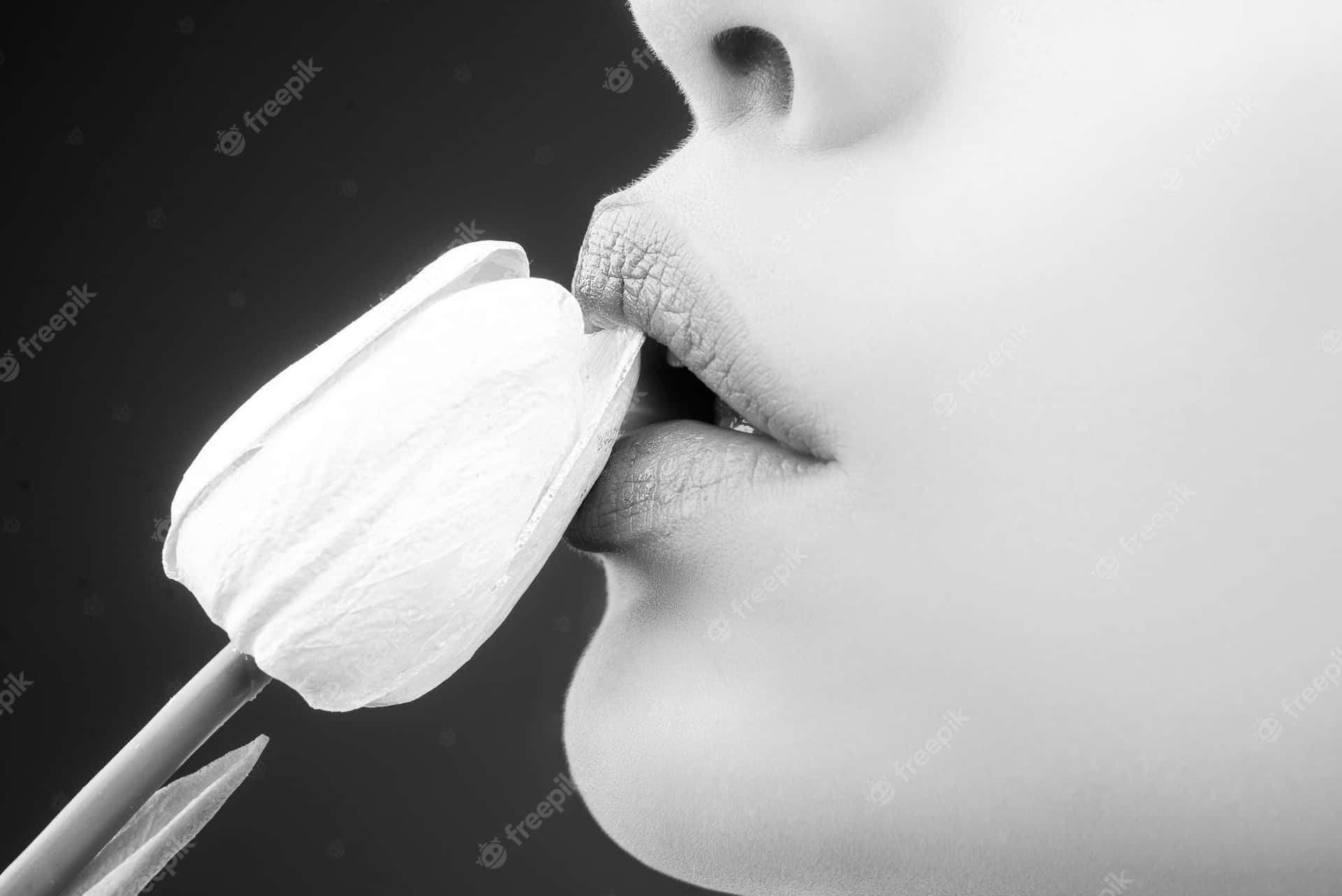 Oral Mouth With Flower Background