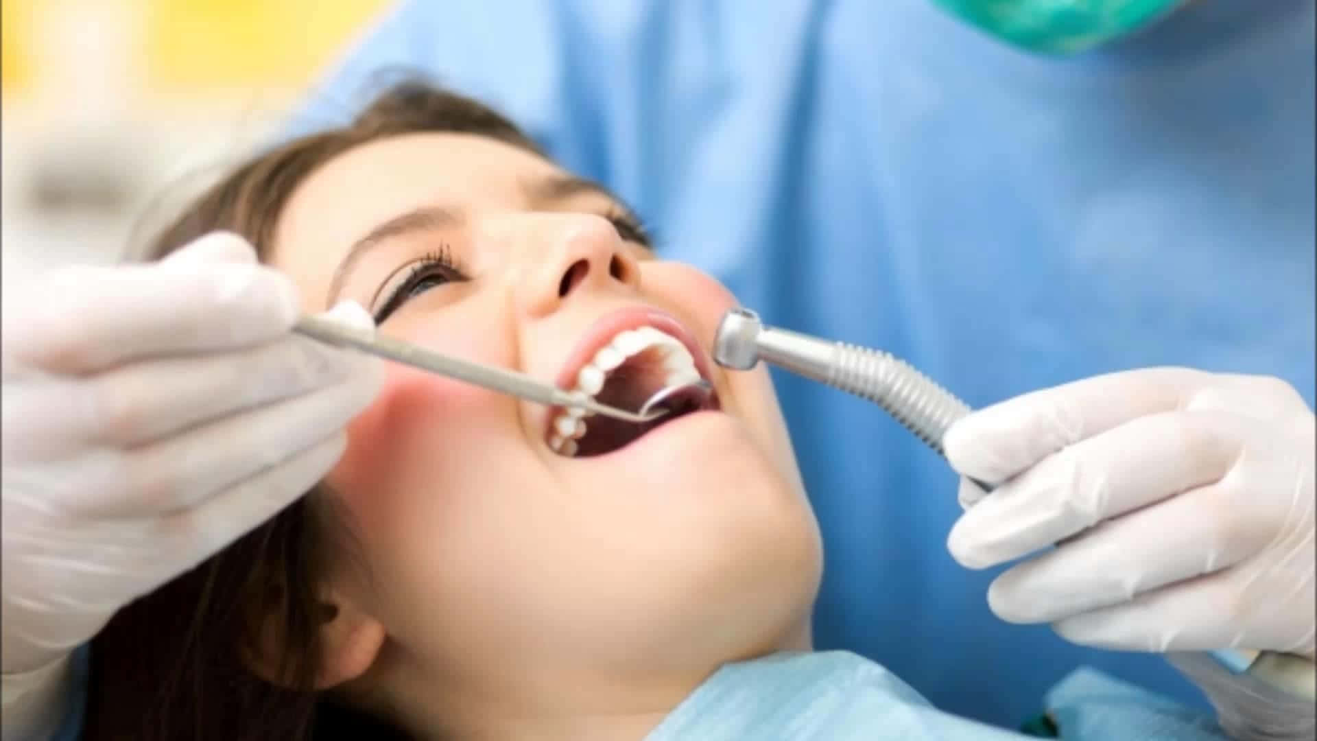 Oral Teeth Of Woman Background