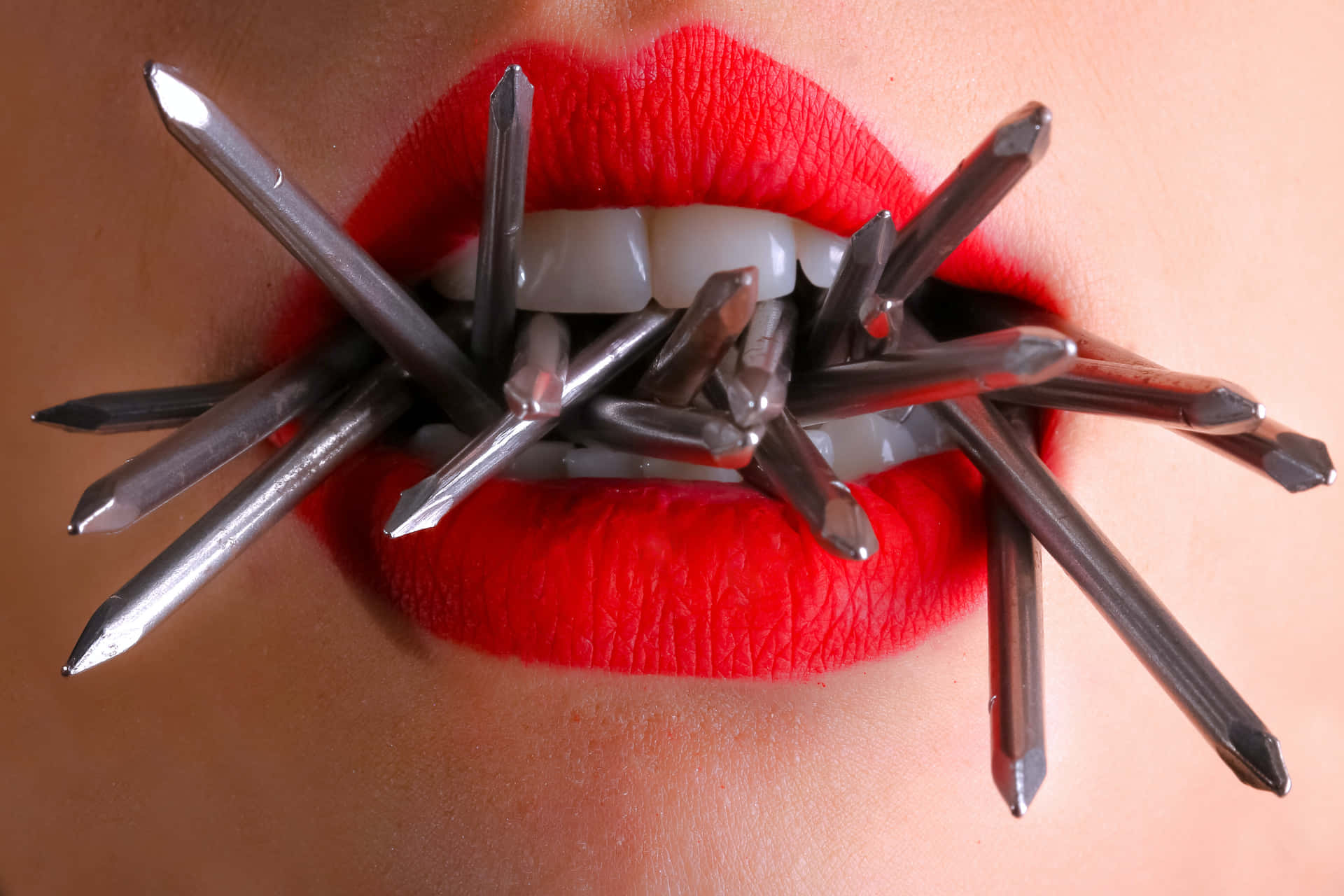 Oral Teeth With Nails Background