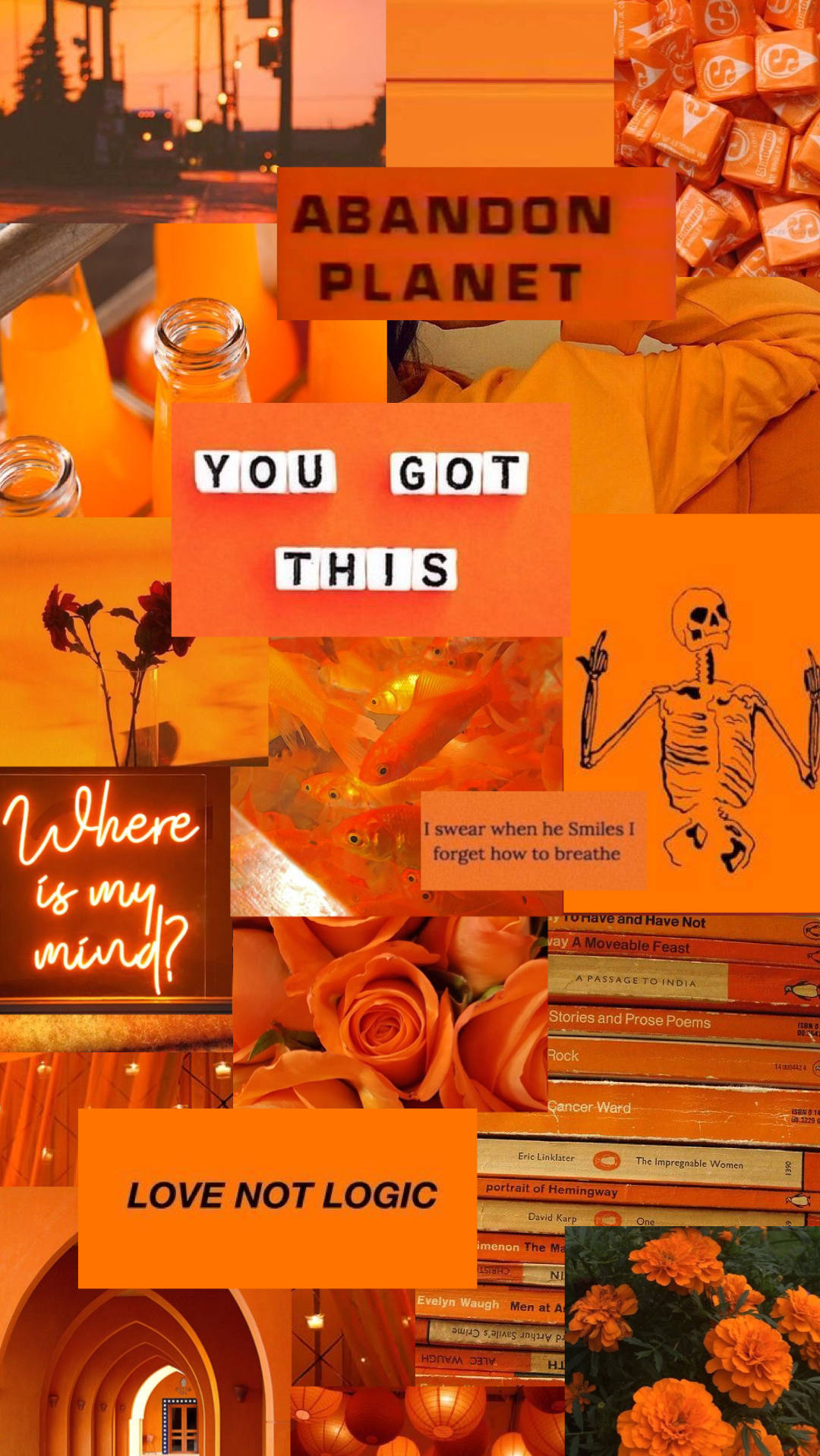 Orange Aesthetic Collage Phone Background