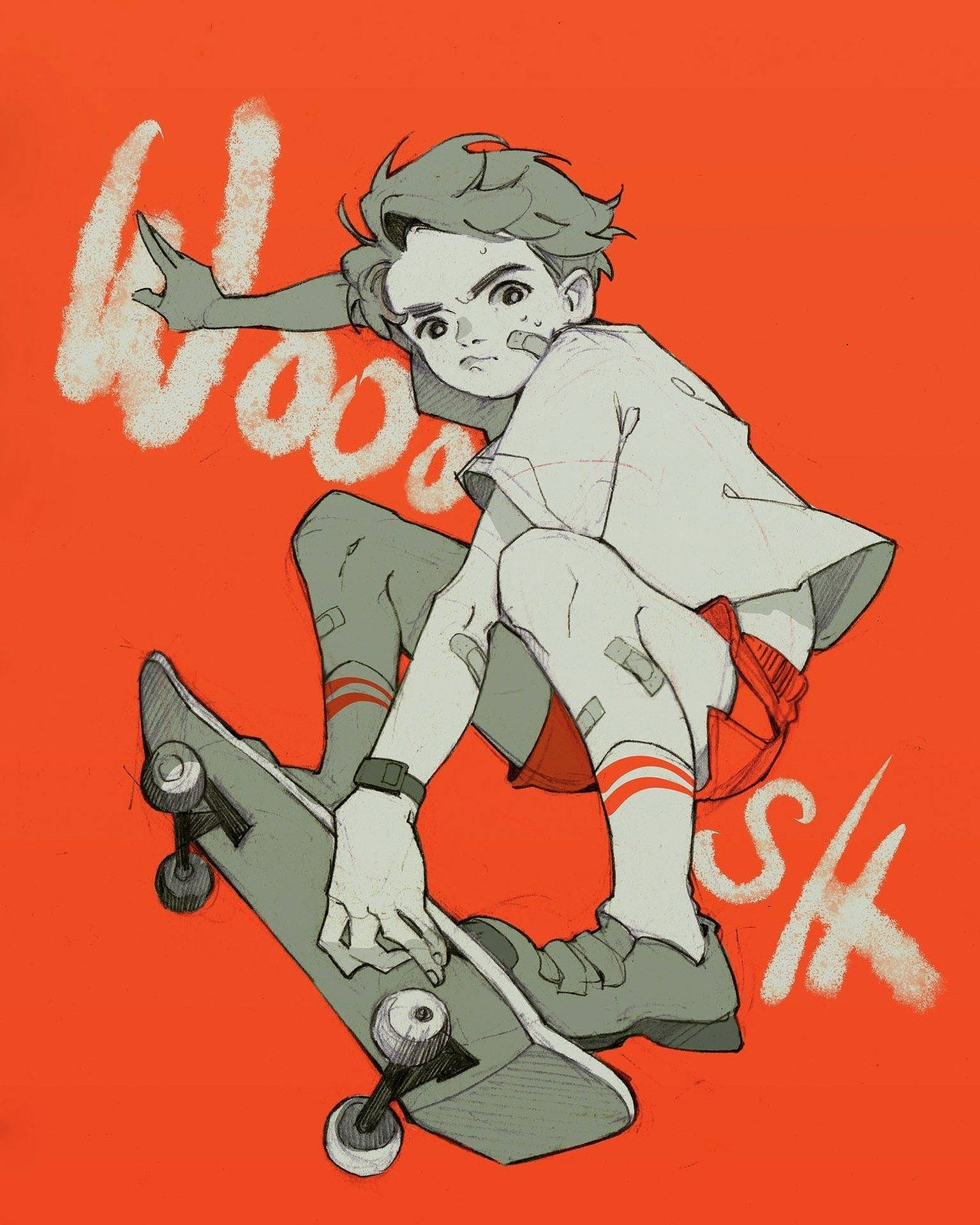 Orange Aesthetic Skater Boy Background