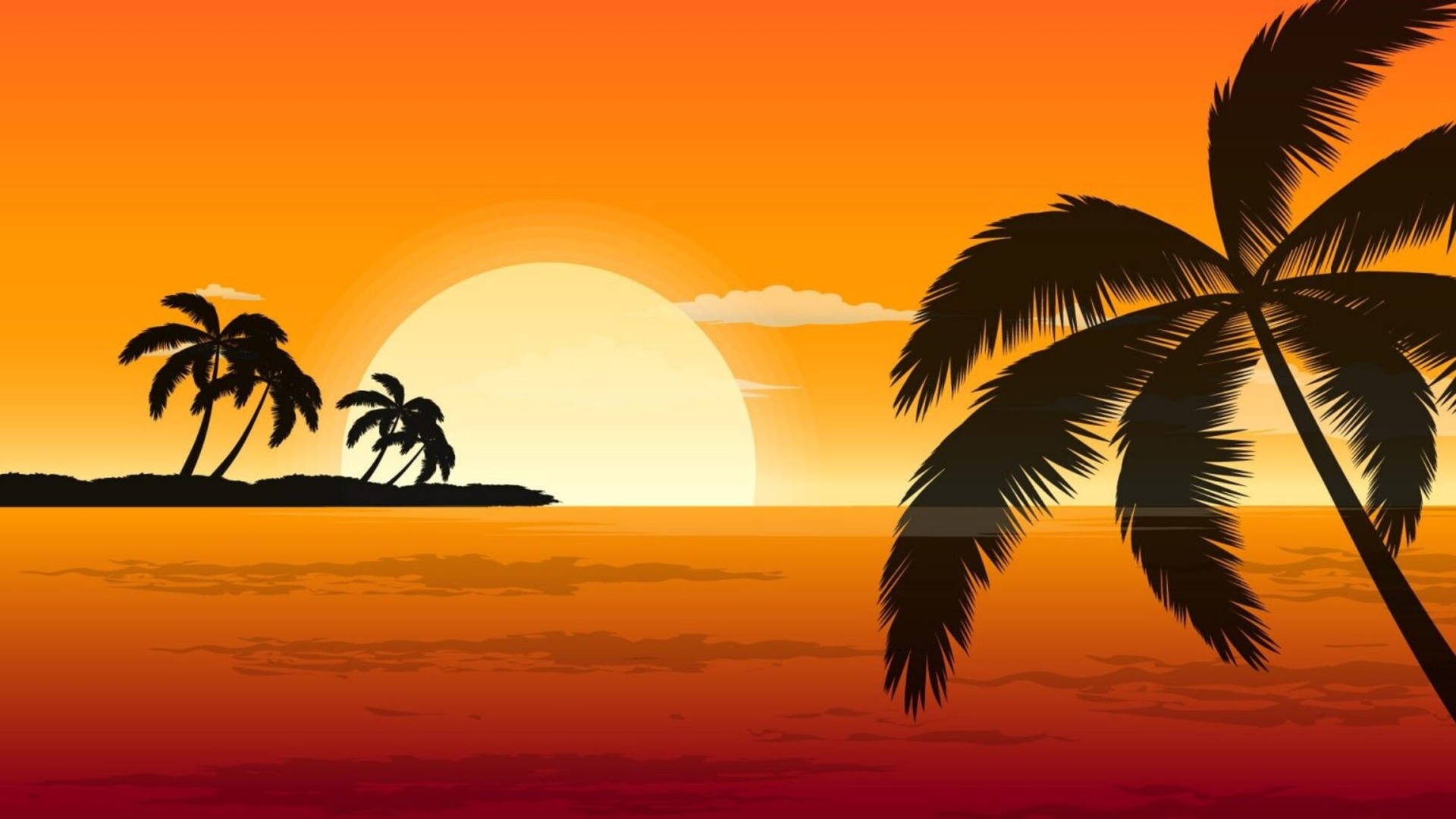 Orange Aesthetic Sunset Island Background