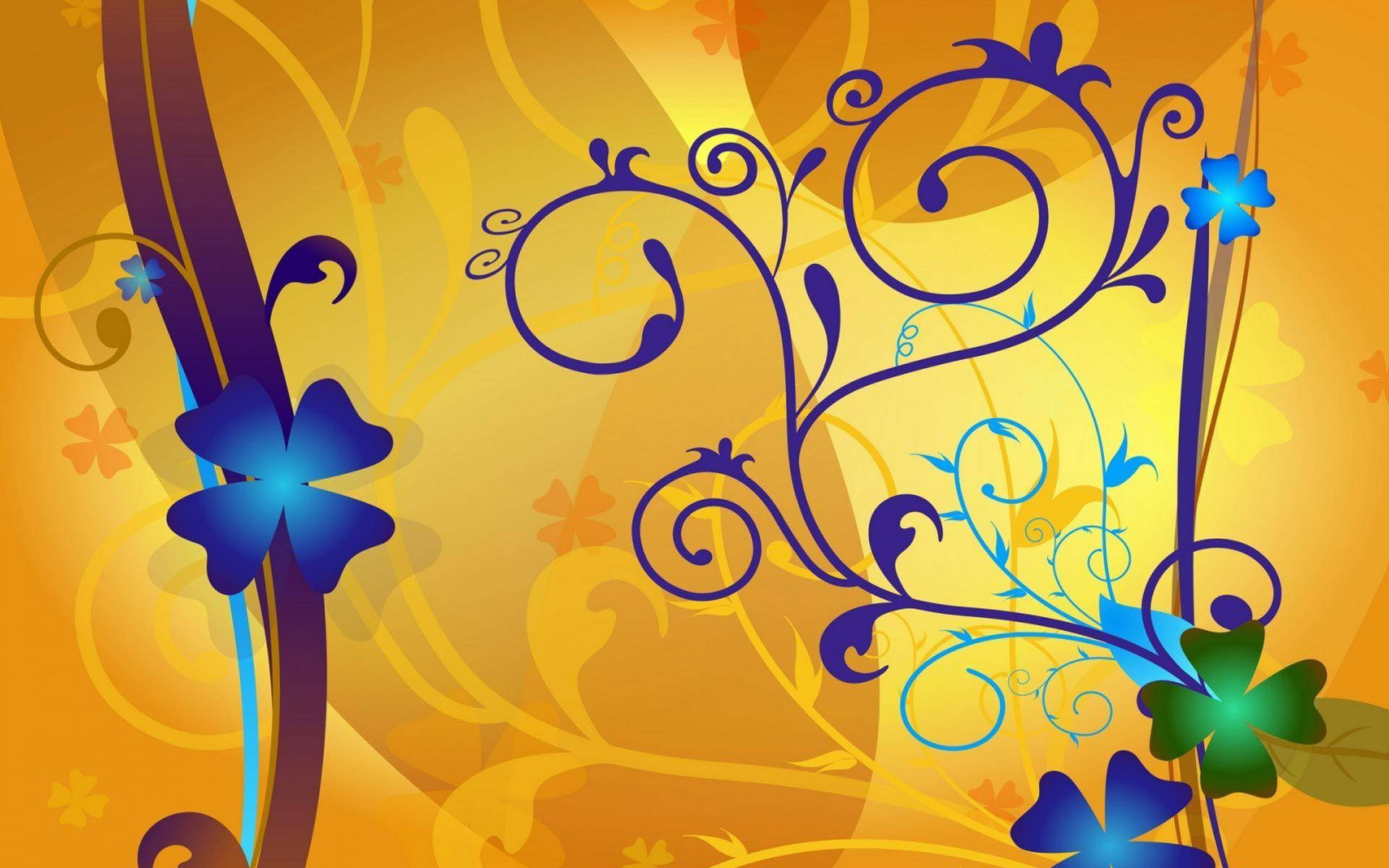 Orange And Blue Flower Clipart Background
