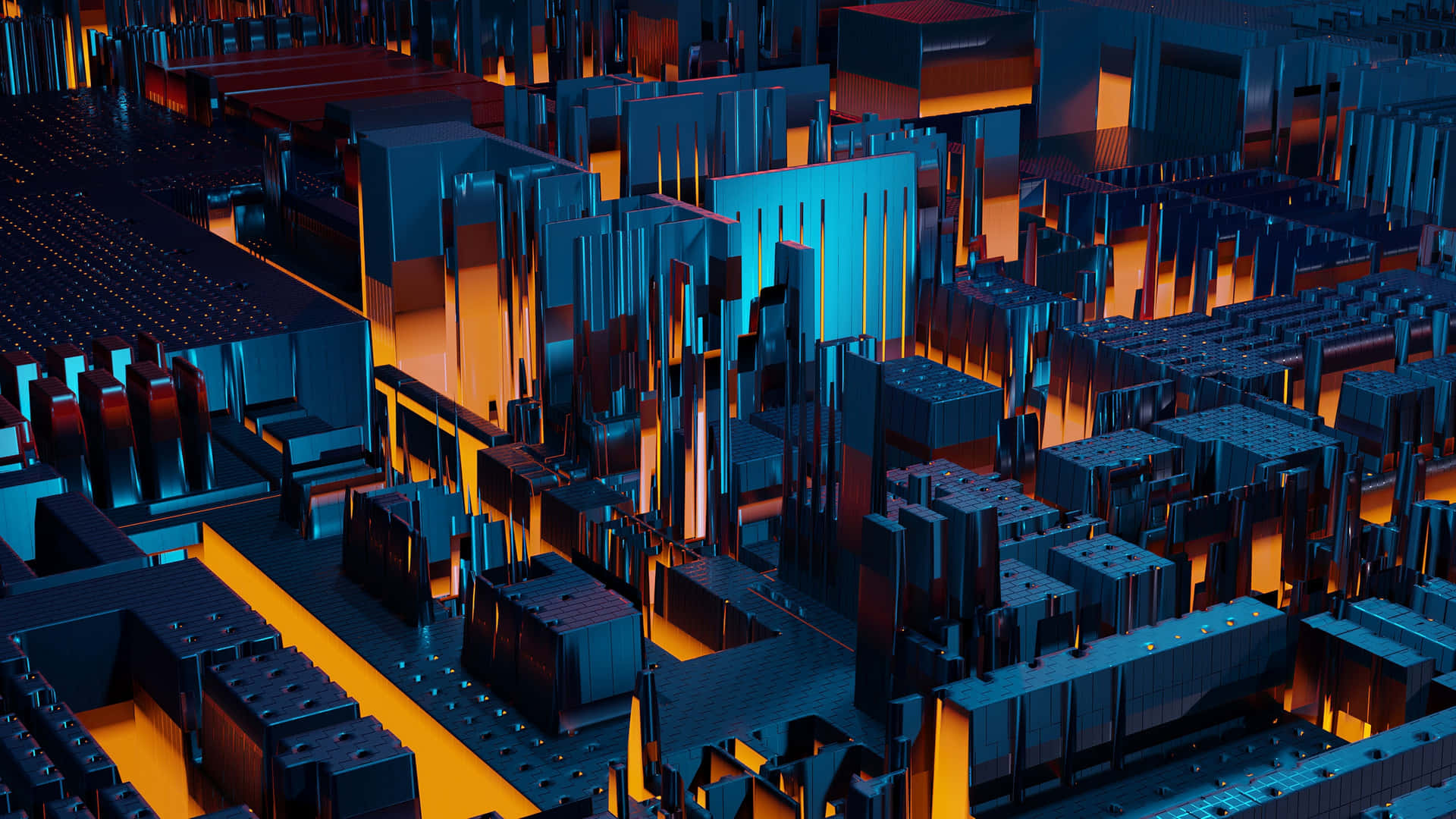 Orange And Blue Light City Building Background