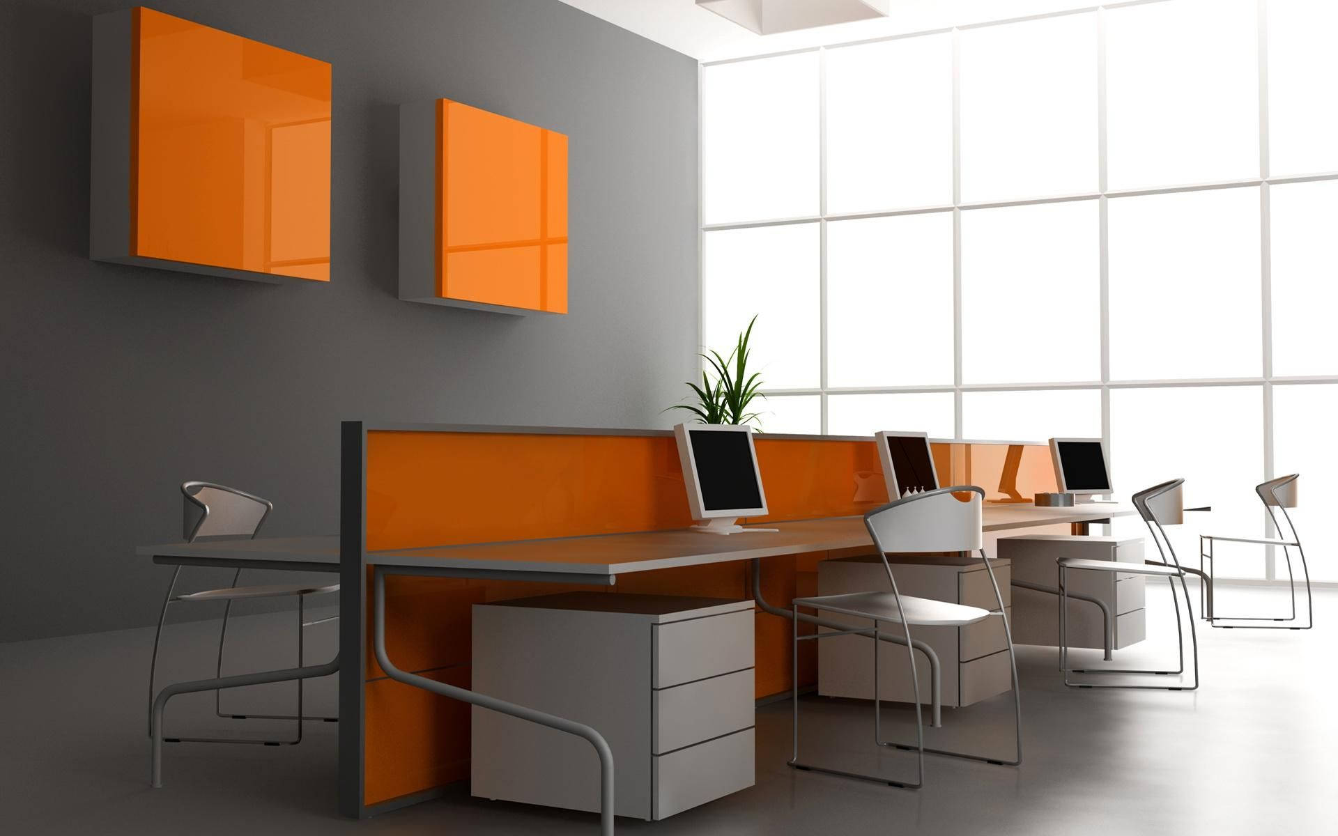 Orange And Gray Office Modular Interior Design Background