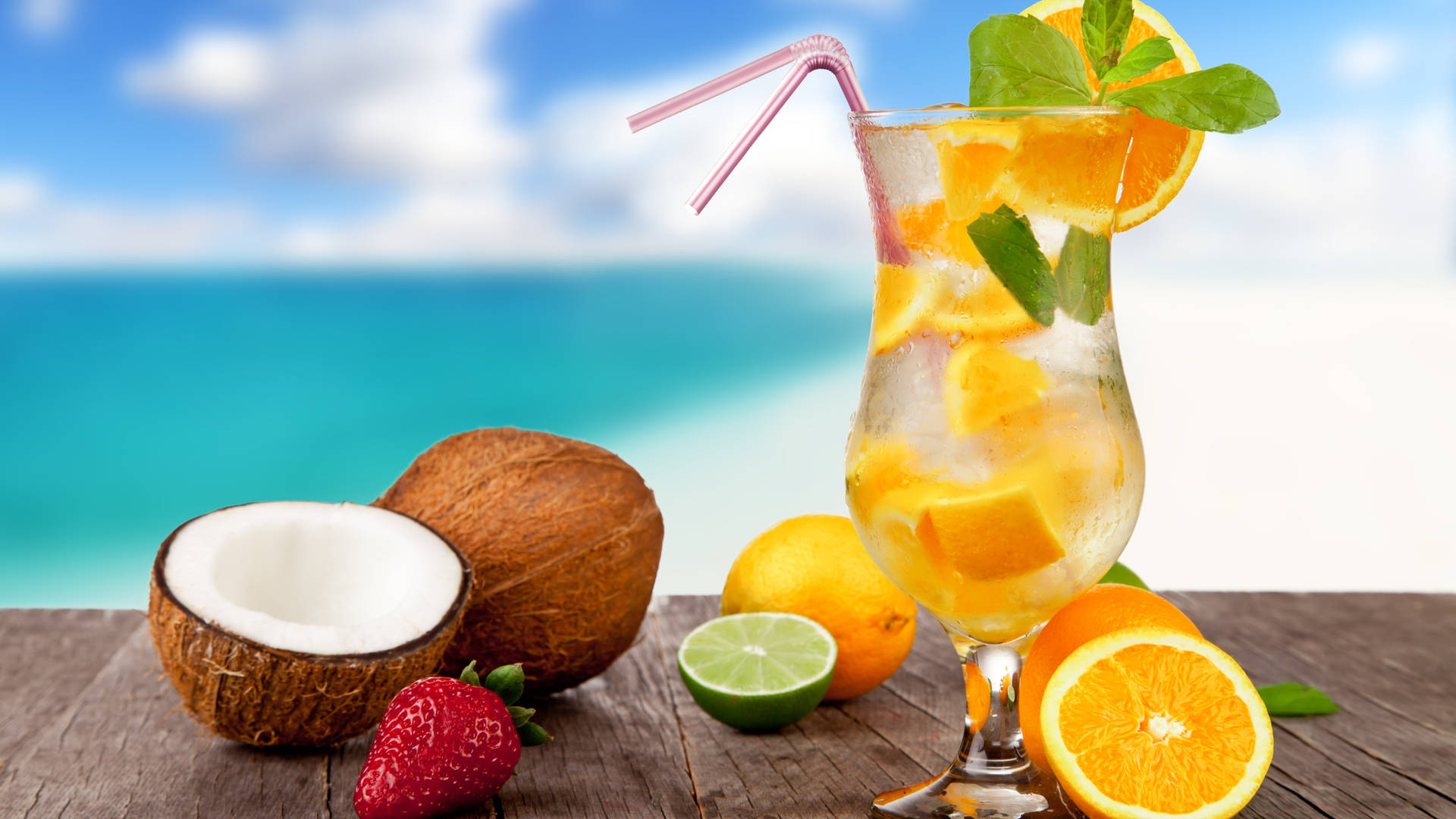 Orange And Lime Tropical Drink Background