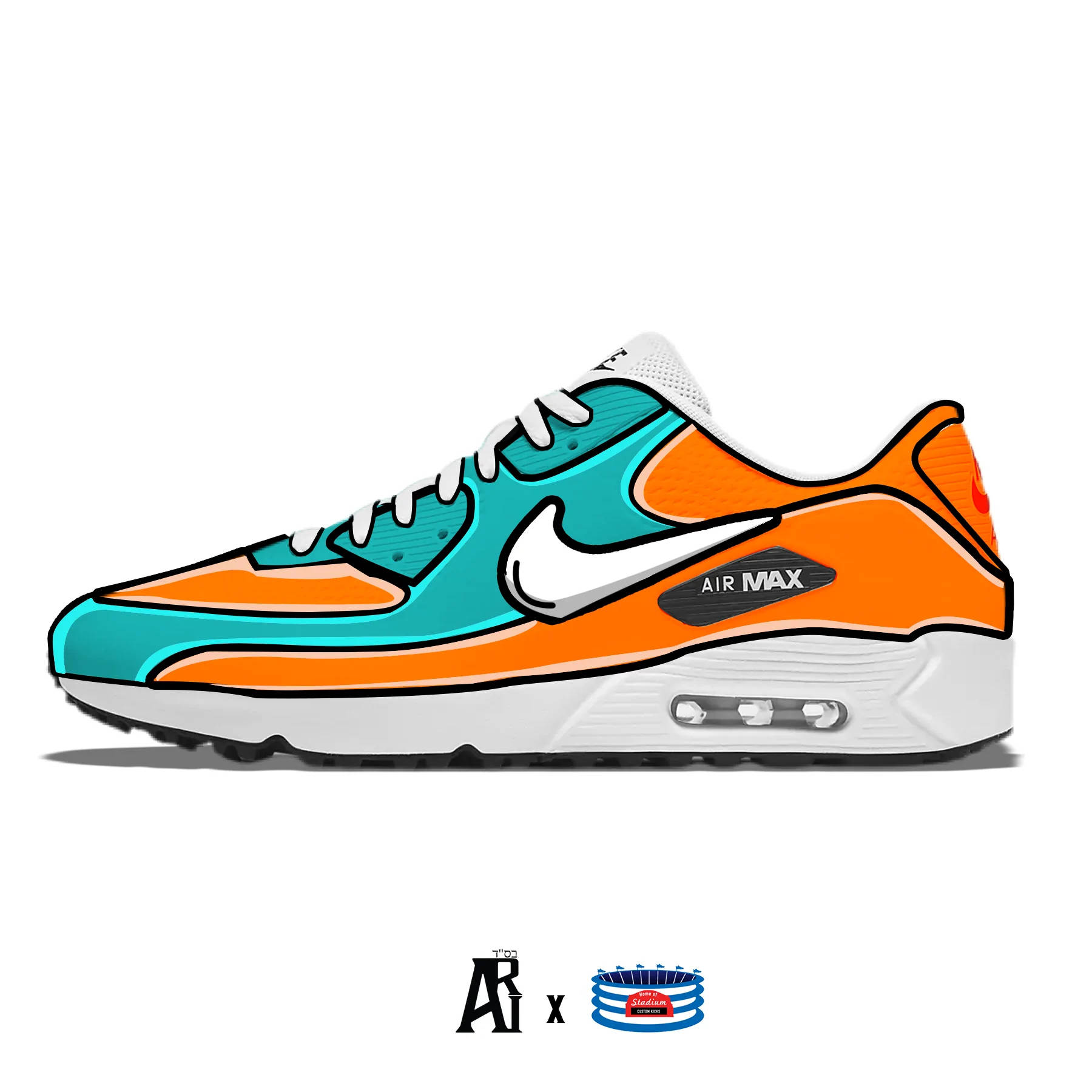 Orange And Teal Cartoon Nike Shoes Background