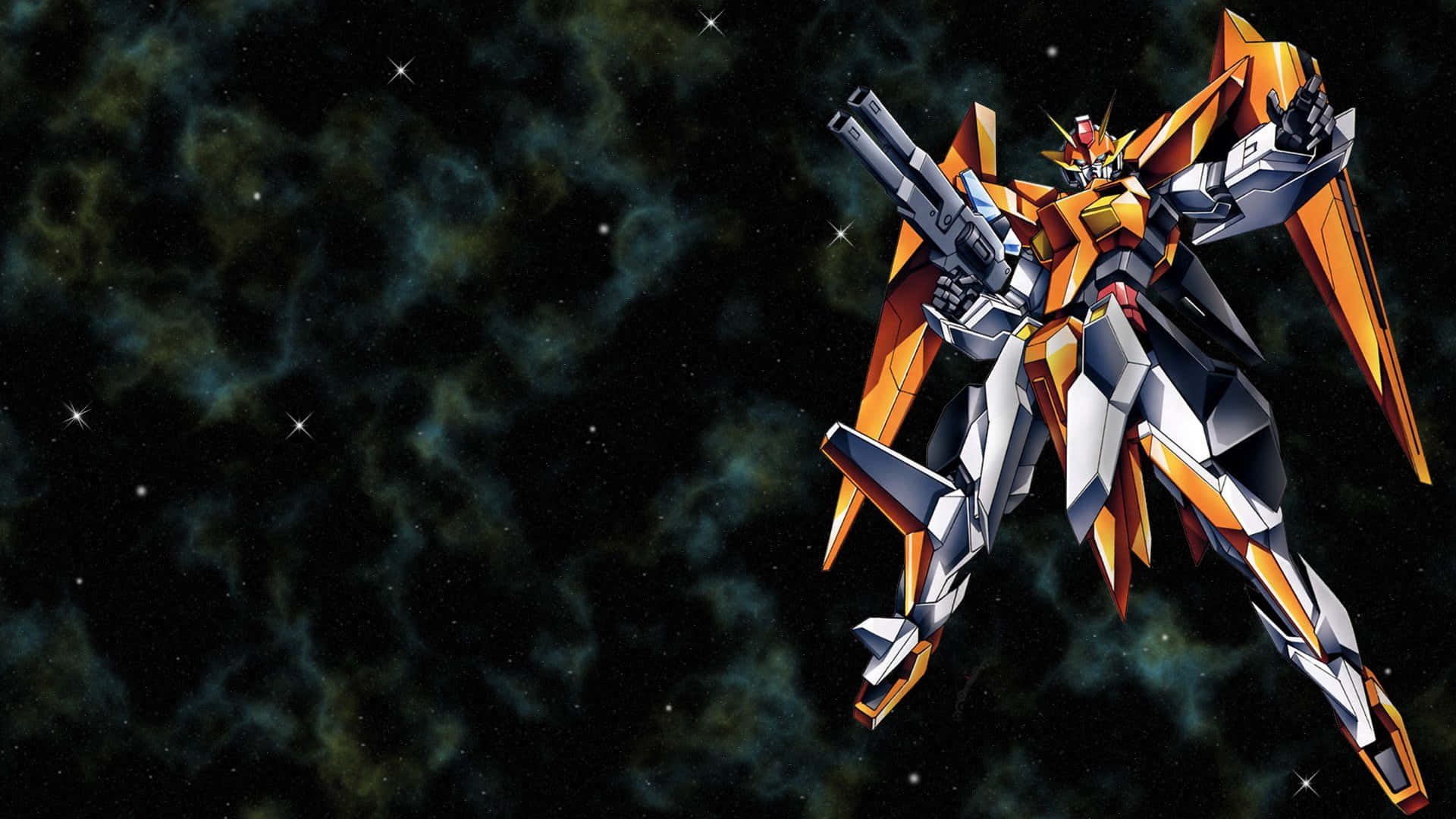 Orange And White Gundam Desktop Background