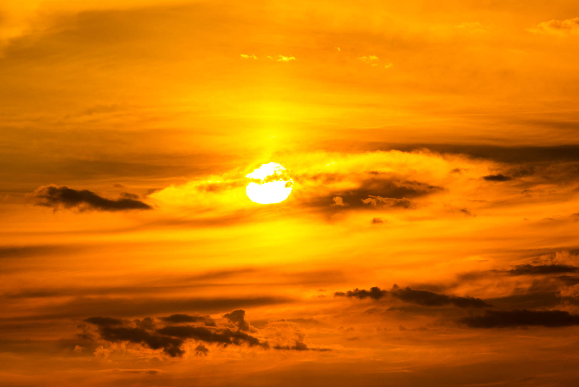Orange And Yellow Sky With Sun Background