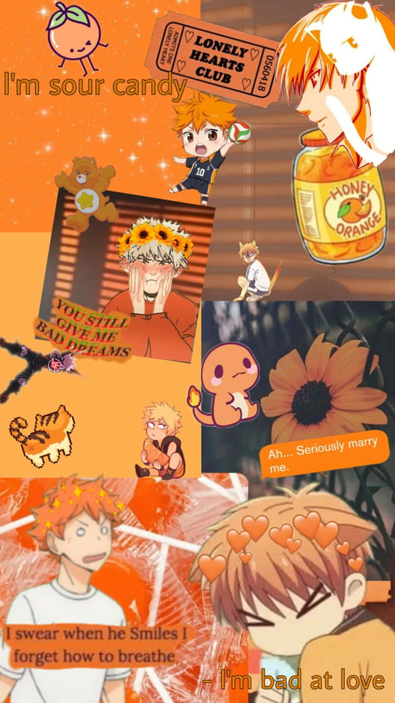 Orange Anime Characters Artsy Collage