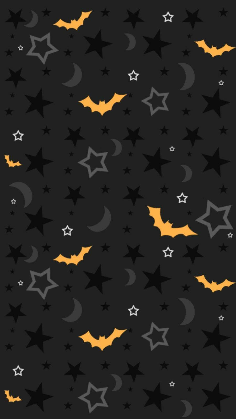 Orange Bats Halloween Phone Dark Background