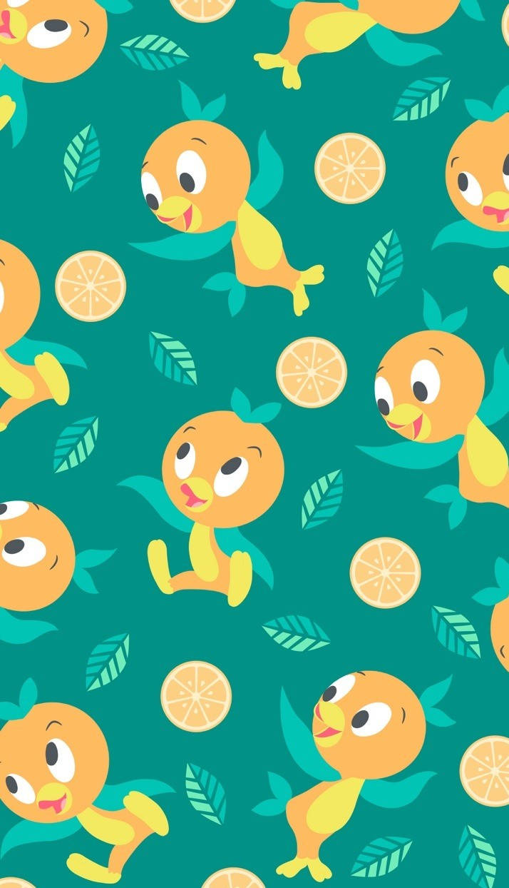 Orange Bird Disney Pattern Background